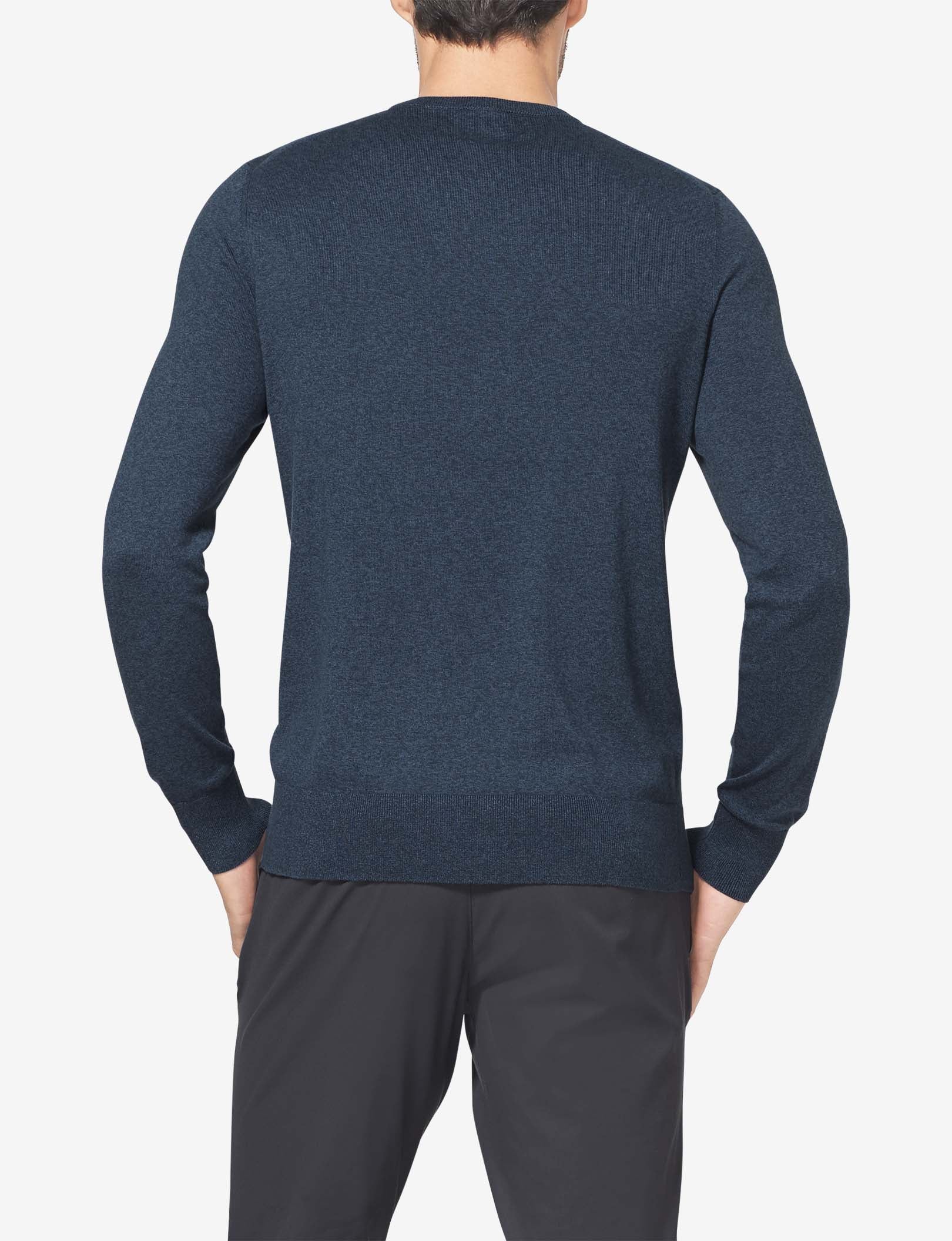 Second Skin Crew Neck Knit Sweater::Dress Blues Heather