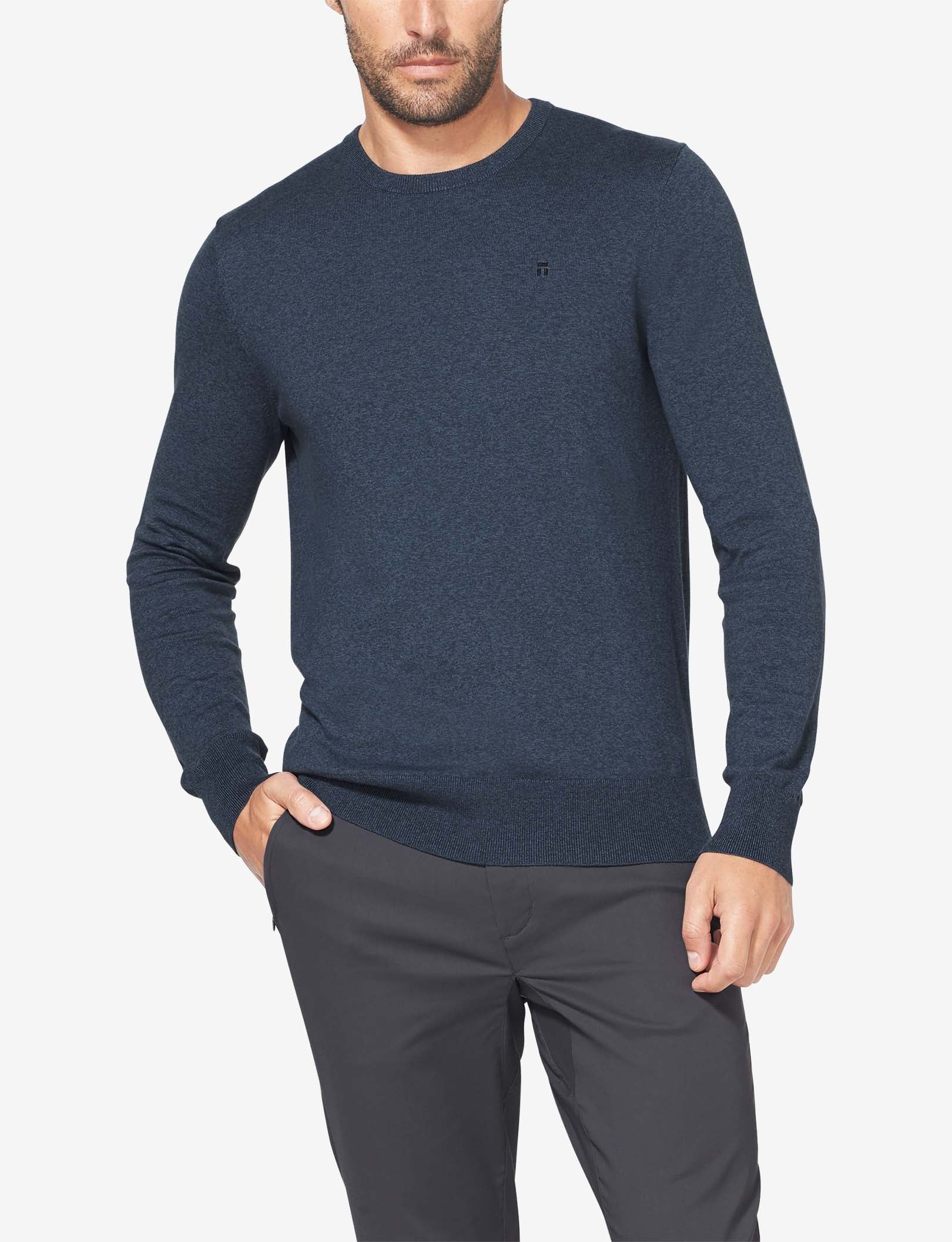 Second Skin Crew Neck Knit Sweater::Dress Blues Heather