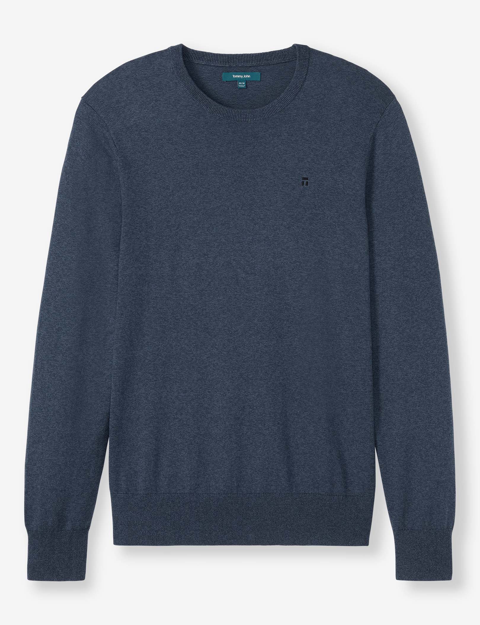 Second Skin Crew Neck Knit Sweater::Dress Blues Heather