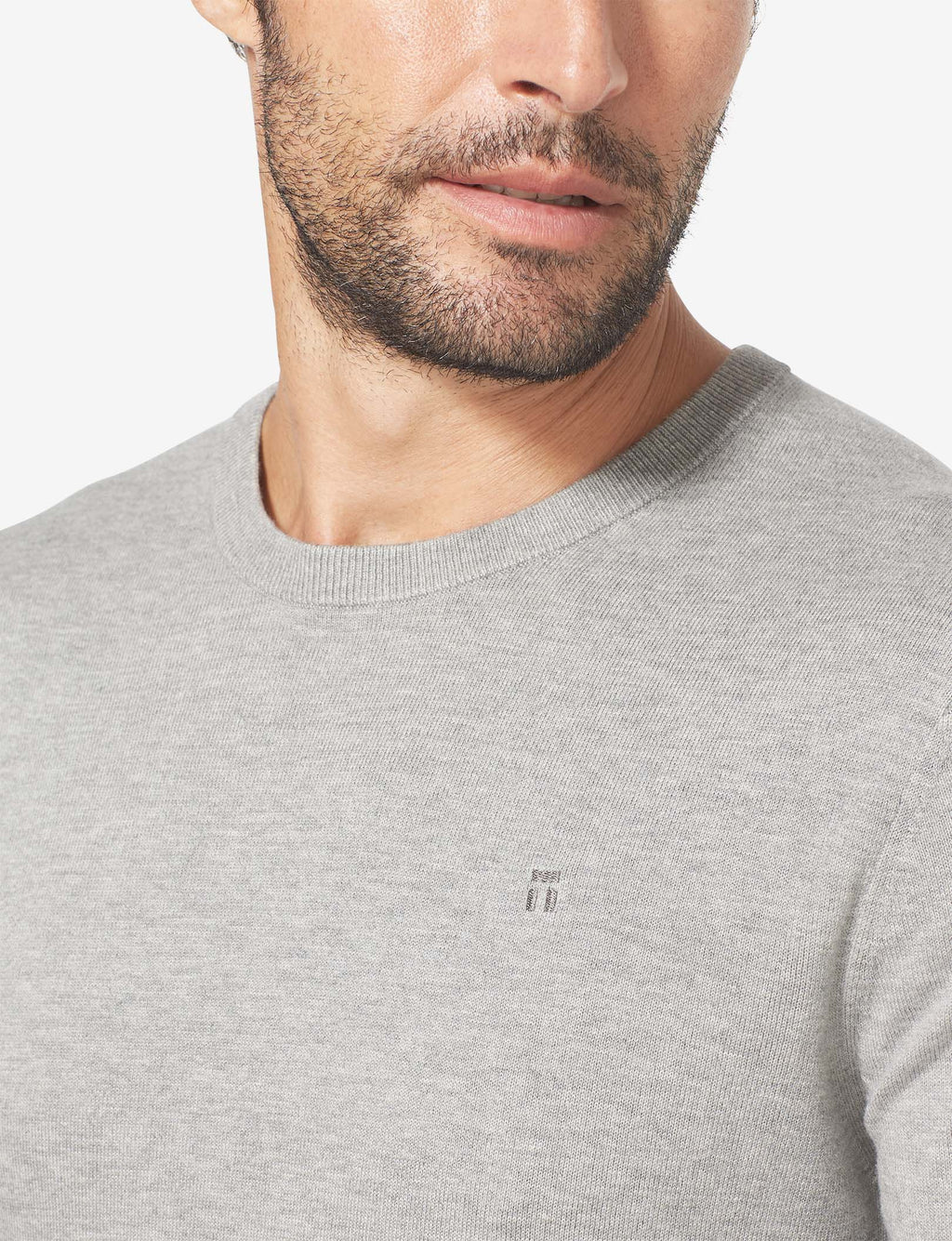 Second Skin Crew Neck Knit Sweater::Light Heather Grey
