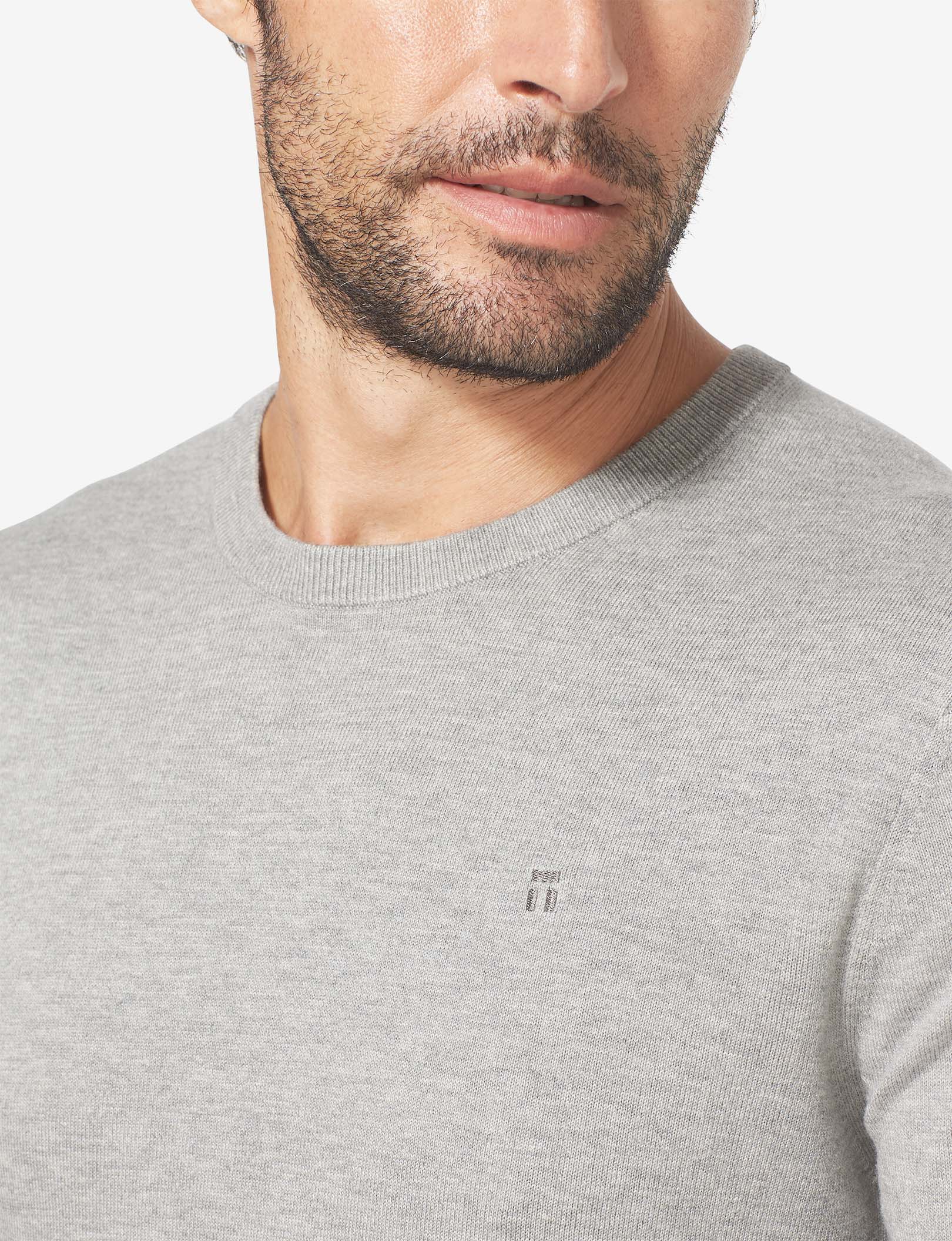 Second Skin Crew Neck Knit Sweater::Light Heather Grey
