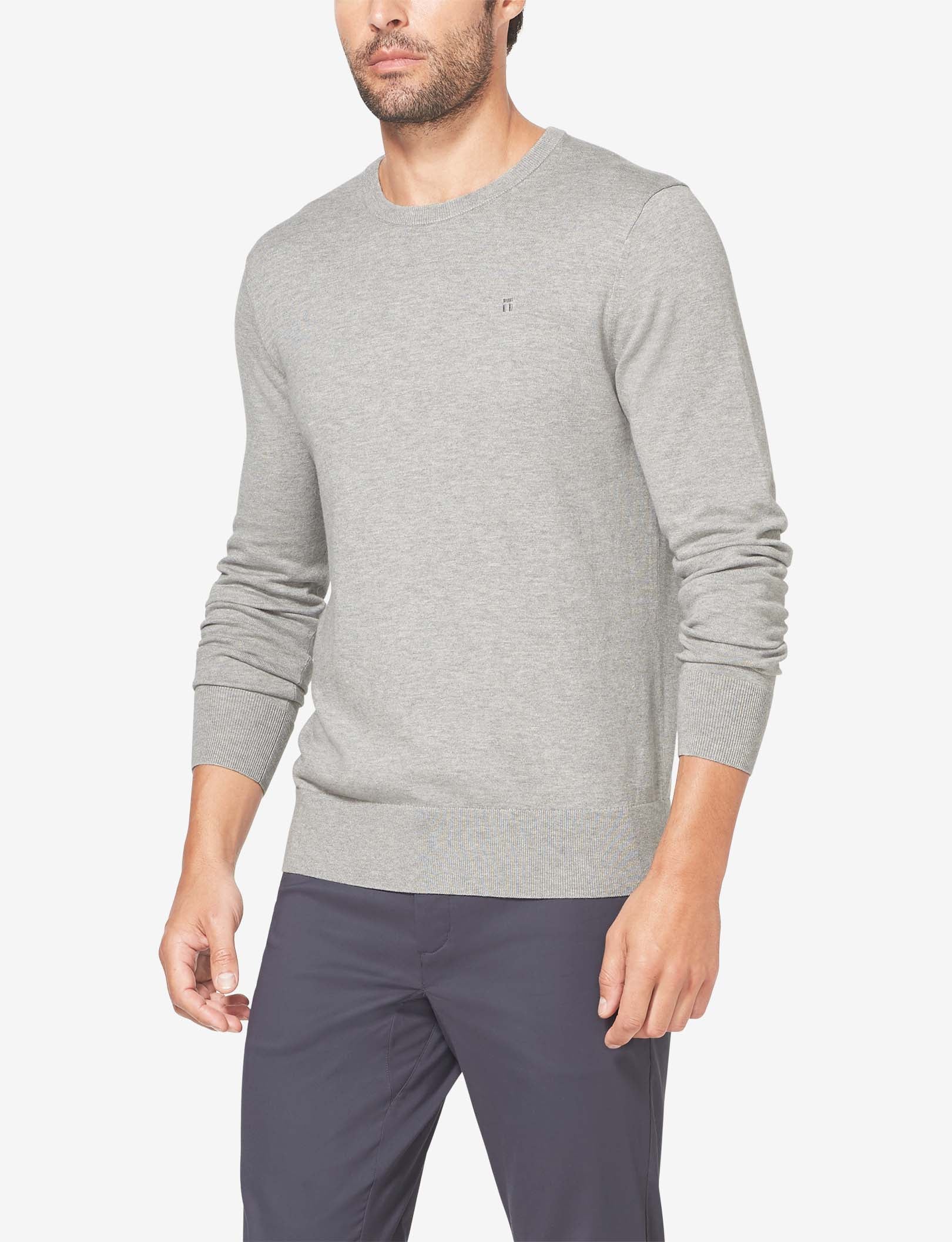 Second Skin Crew Neck Knit Sweater::Light Heather Grey