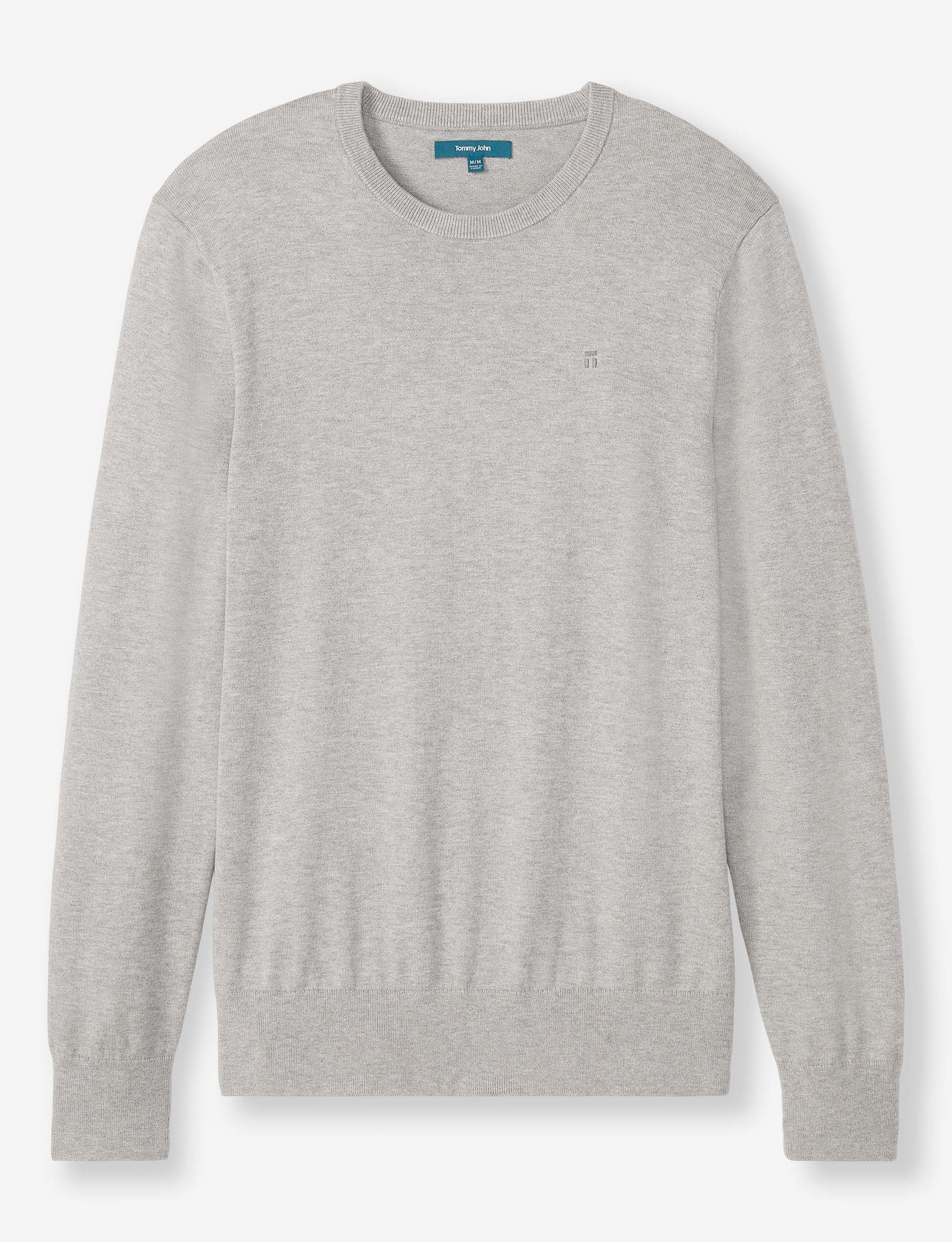 Second Skin Crew Neck Knit Sweater::Light Heather Grey