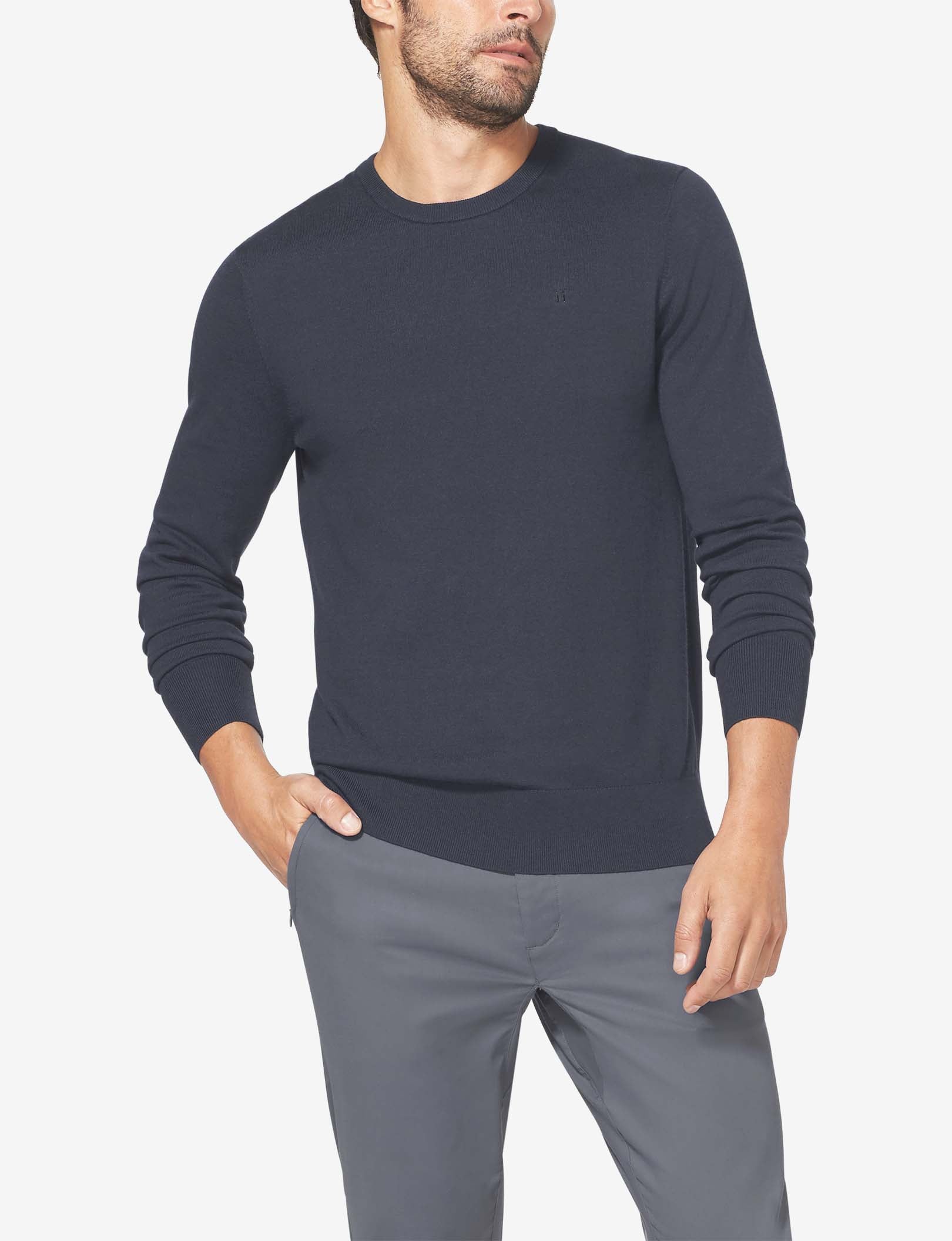 Second Skin Crew Neck Knit Sweater::Night Sky