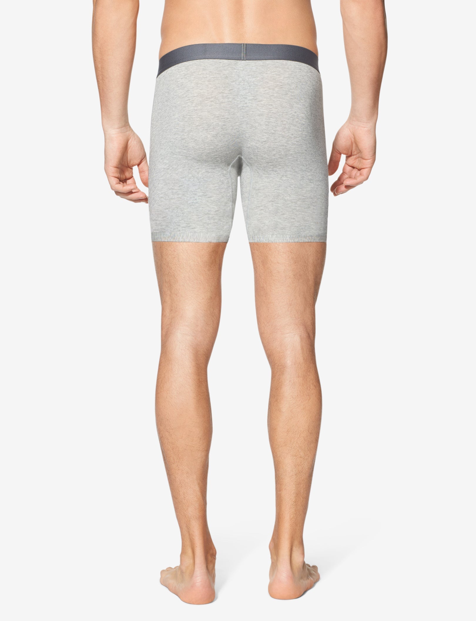 Cool Cotton Mid-Length Boxer Brief 6"::Heather Grey