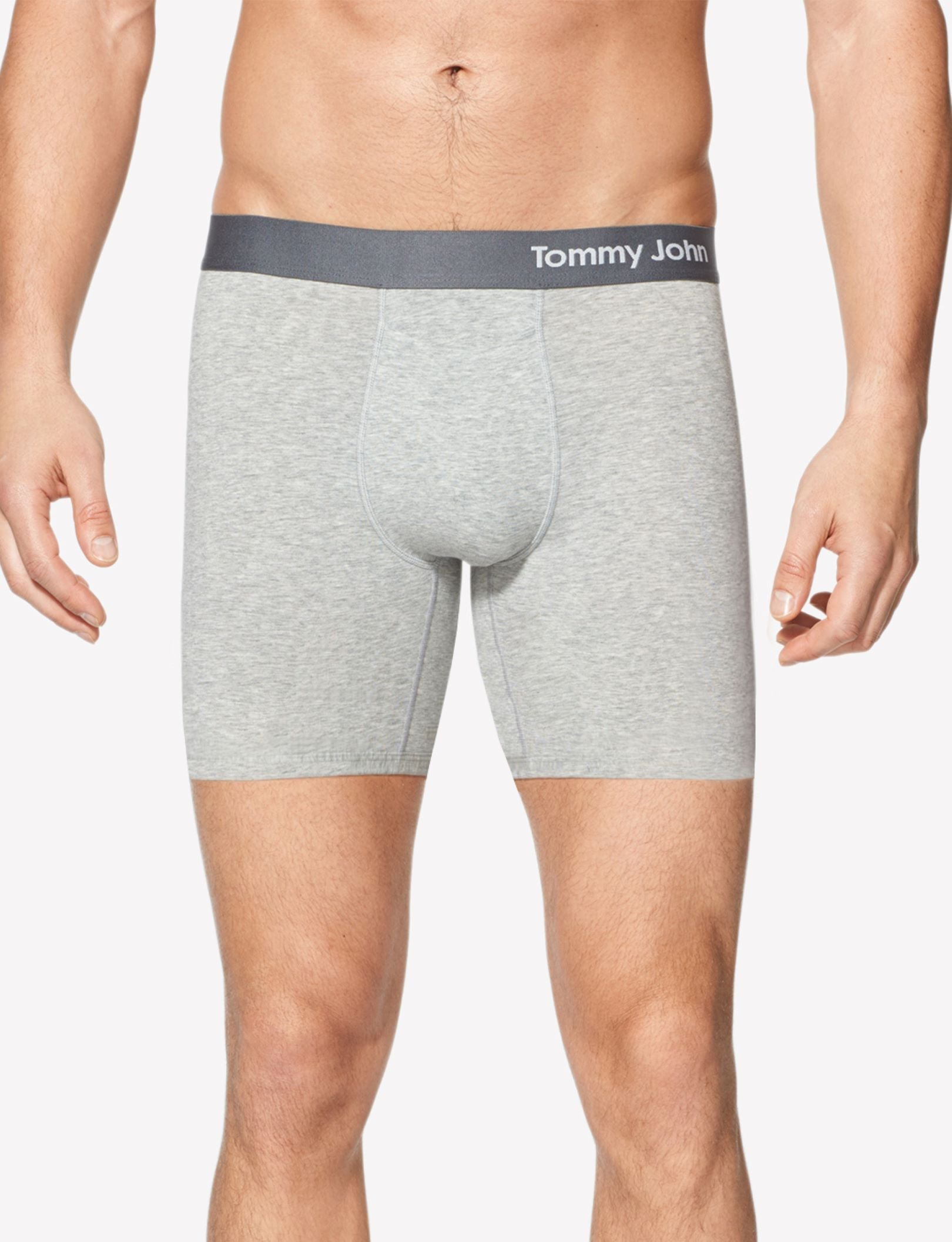 Cool Cotton Mid-Length Boxer Brief 6"::Heather Grey