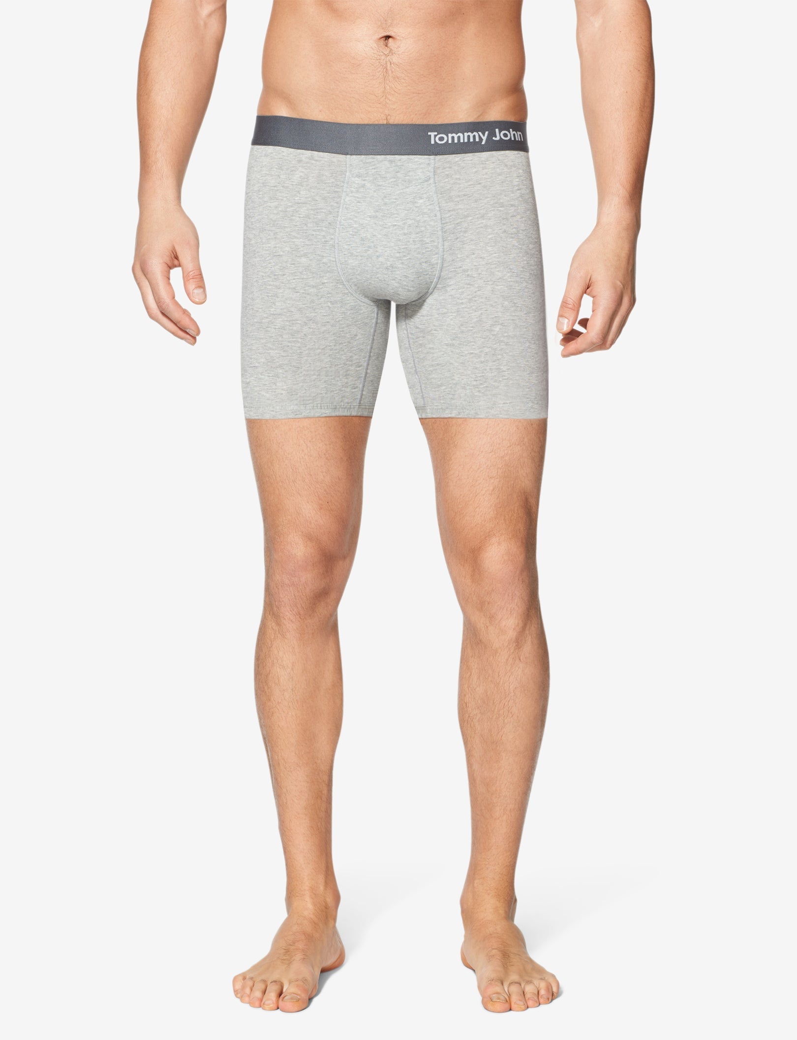 Cool Cotton Mid-Length Boxer Brief 6"::Heather Grey