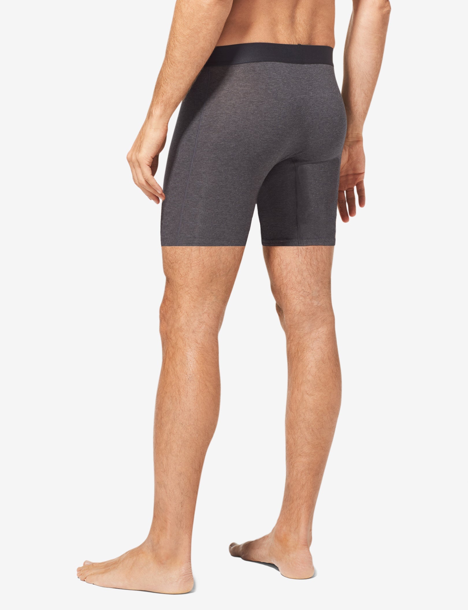 Cool Cotton Mid-Length Boxer Brief 6"::Charcoal Heather