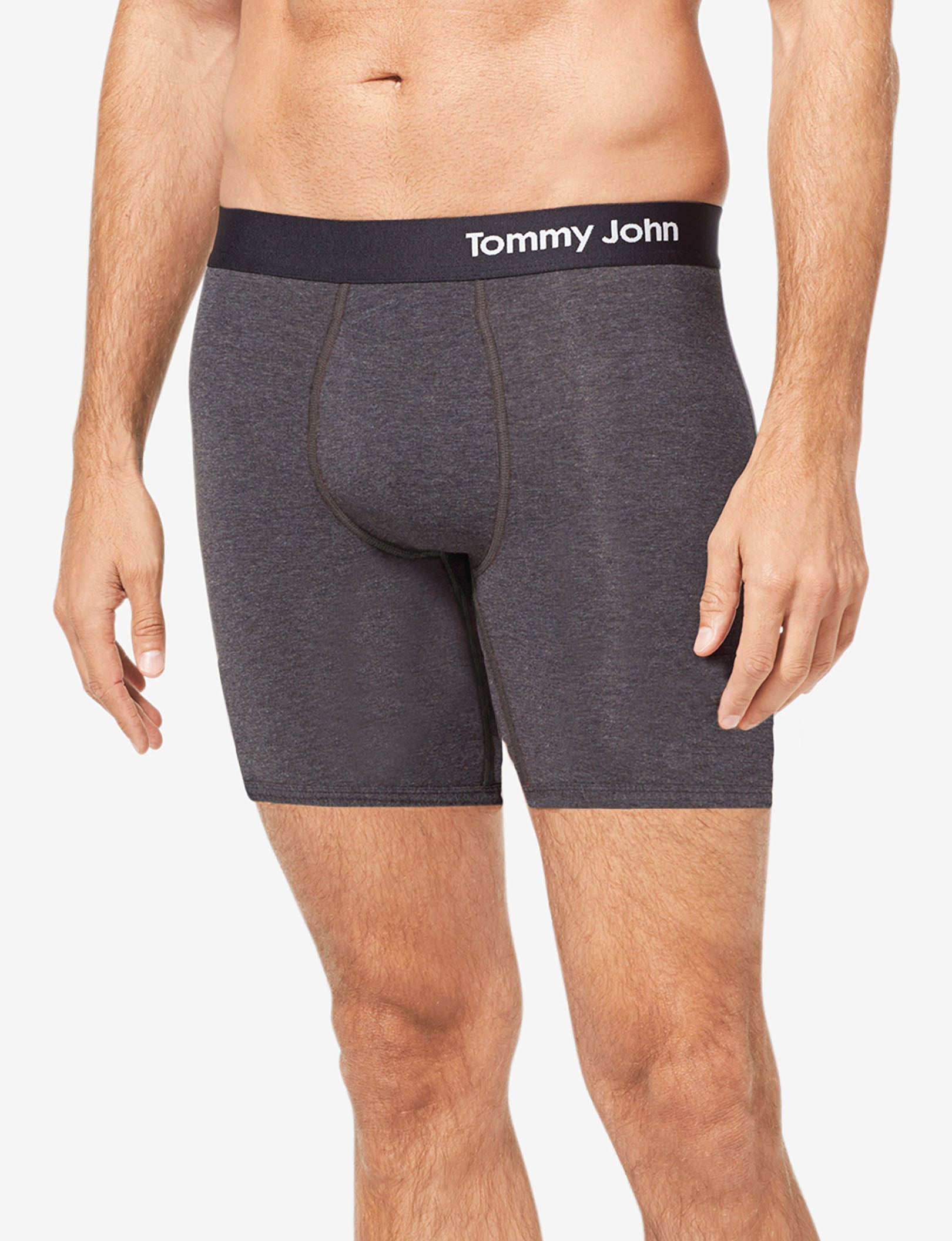 Cool Cotton Mid-Length Boxer Brief 6"::Charcoal Heather