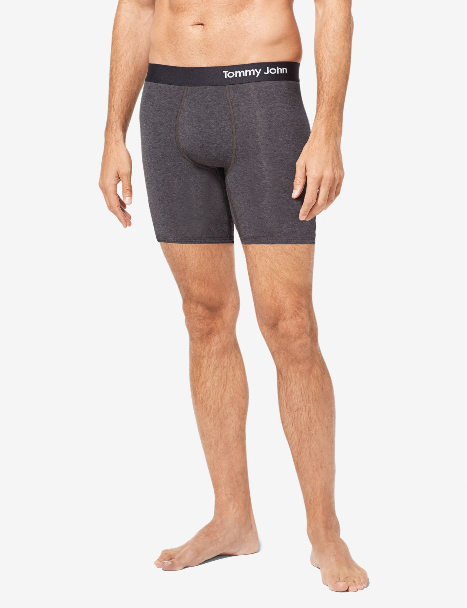 Cool Cotton Mid-Length Boxer Brief 6"::Charcoal Heather