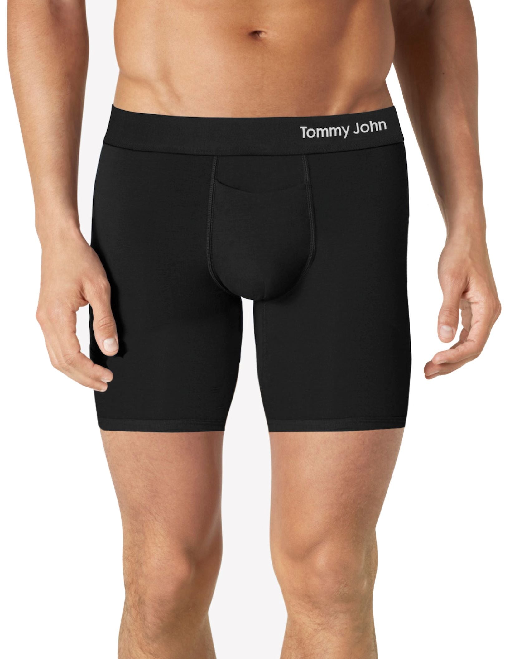 Cool Cotton Mid-Length Boxer Brief 6"::Black