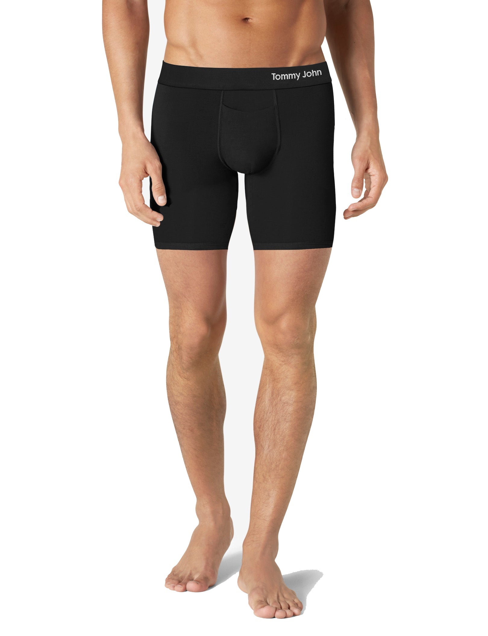 Cool Cotton Mid-Length Boxer Brief 6"::Black