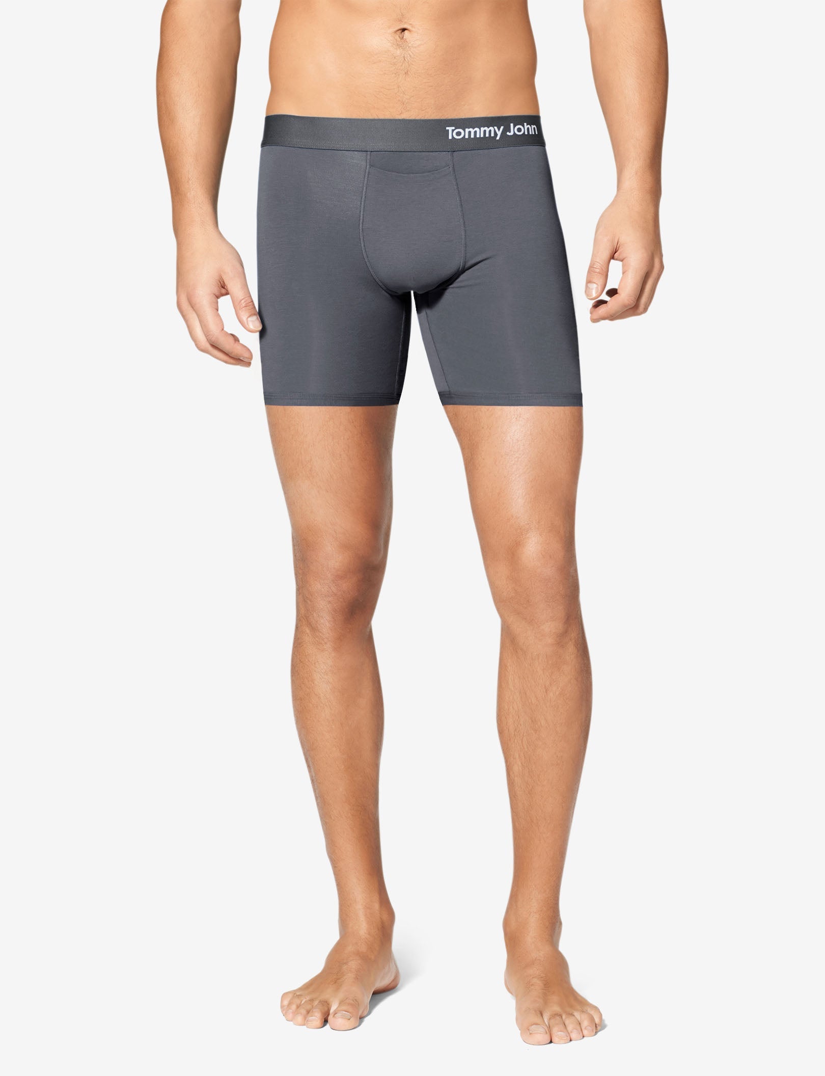 Cool Cotton Mid-Length Boxer Brief 6"::Iron Grey
