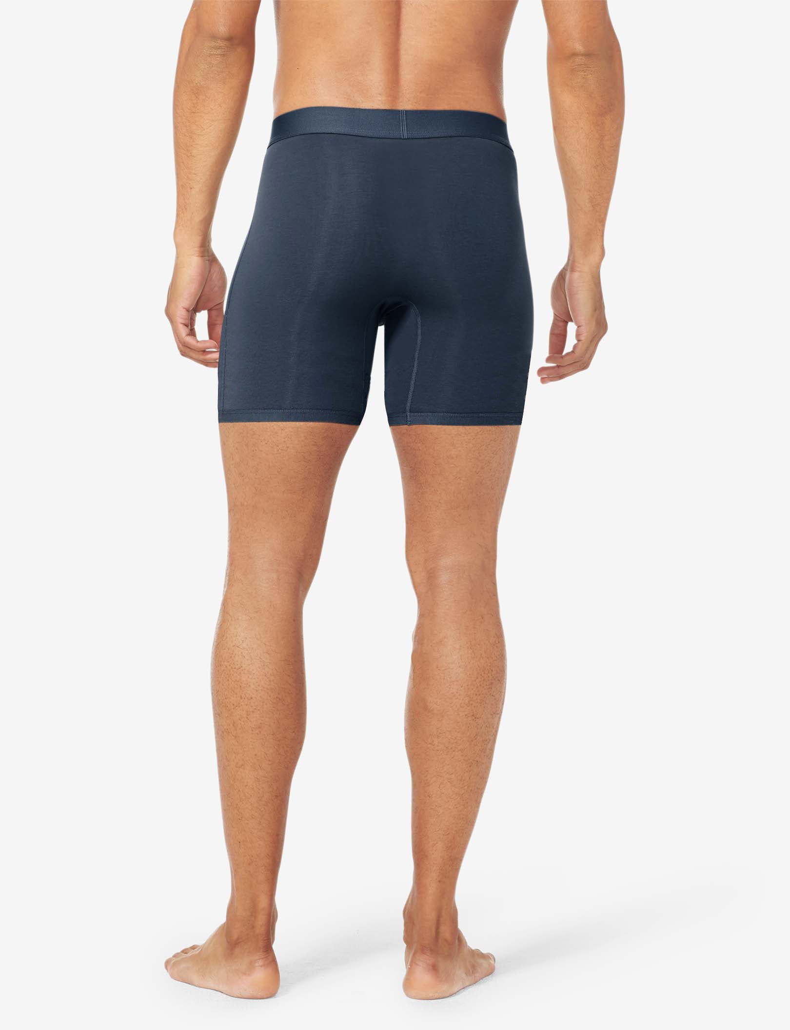 Cool Cotton Mid-Length Boxer Brief 6"::Navy
