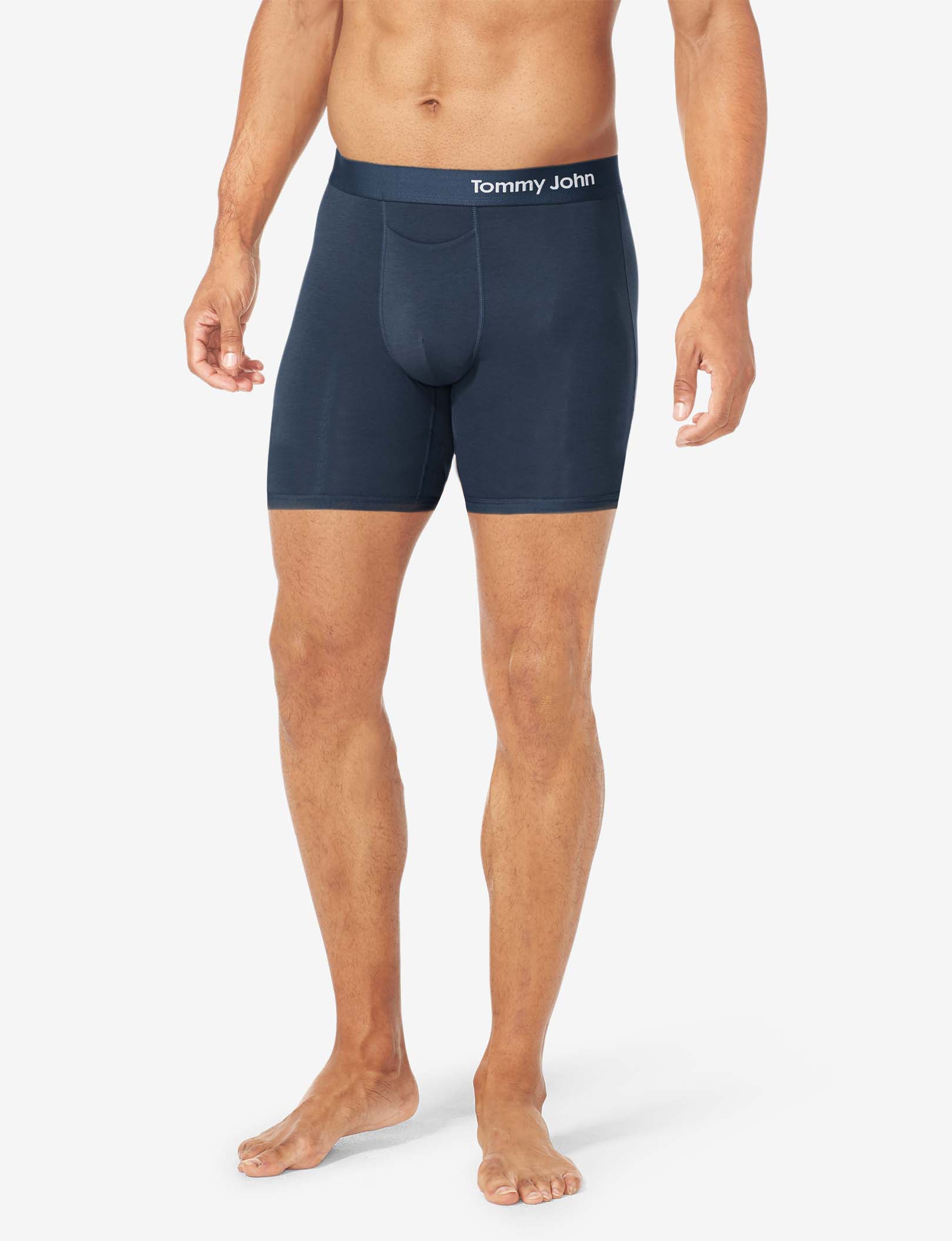 Cool Cotton Mid-Length Boxer Brief 6"::Navy