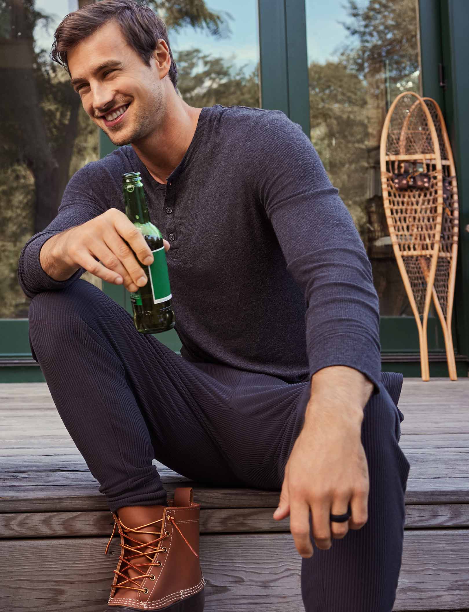 Lounge Henley::Charcoal Heather