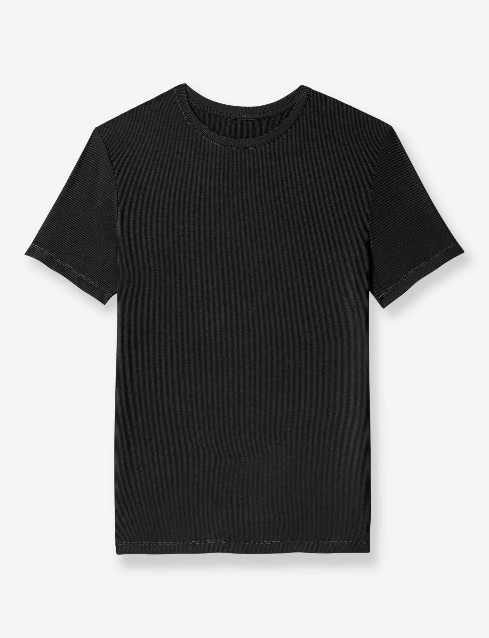 Second Skin Micro Rib Sleep Crew Neck Tee::Black Micro Rib