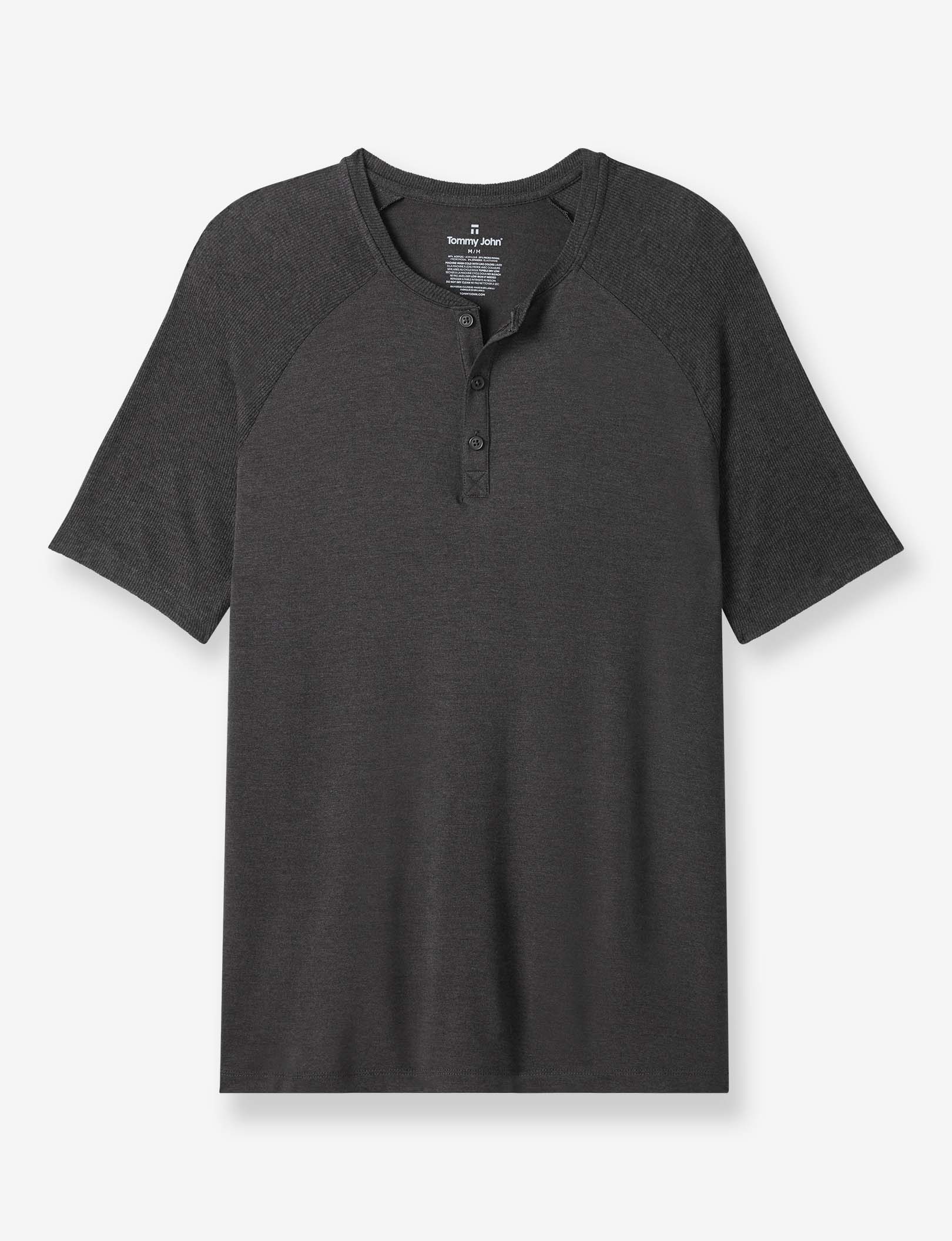 Second Skin Short Sleeve Lounge Henley::Charcoal Heather