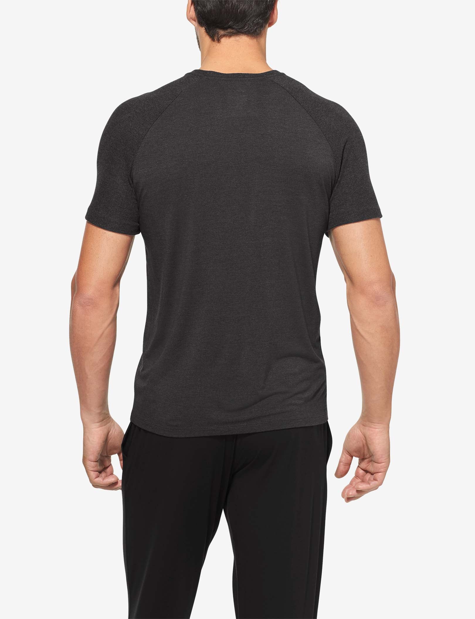 Second Skin Short Sleeve Lounge Henley::Charcoal Heather