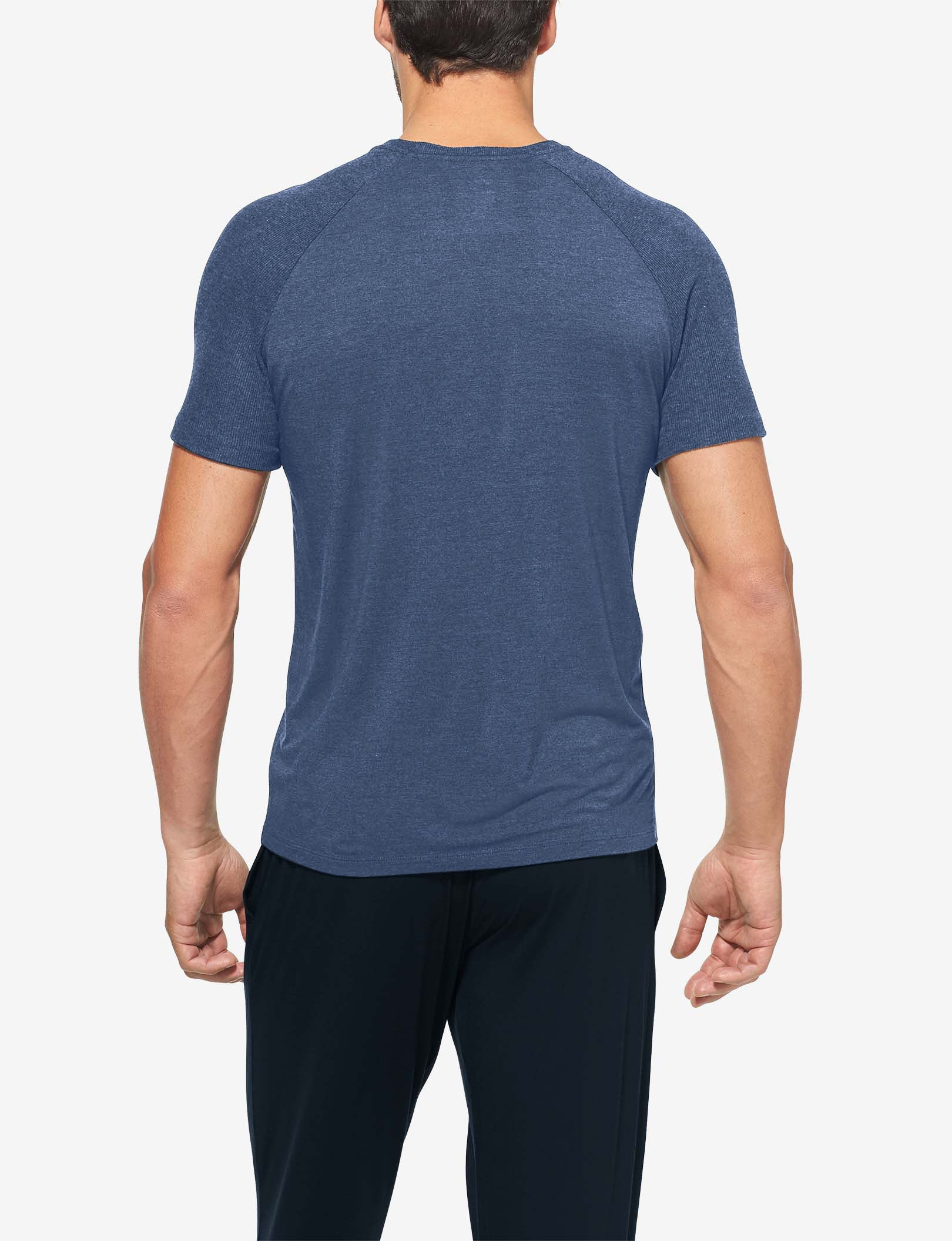 Short Sleeve Lounge Henley::Dress Blues Heather