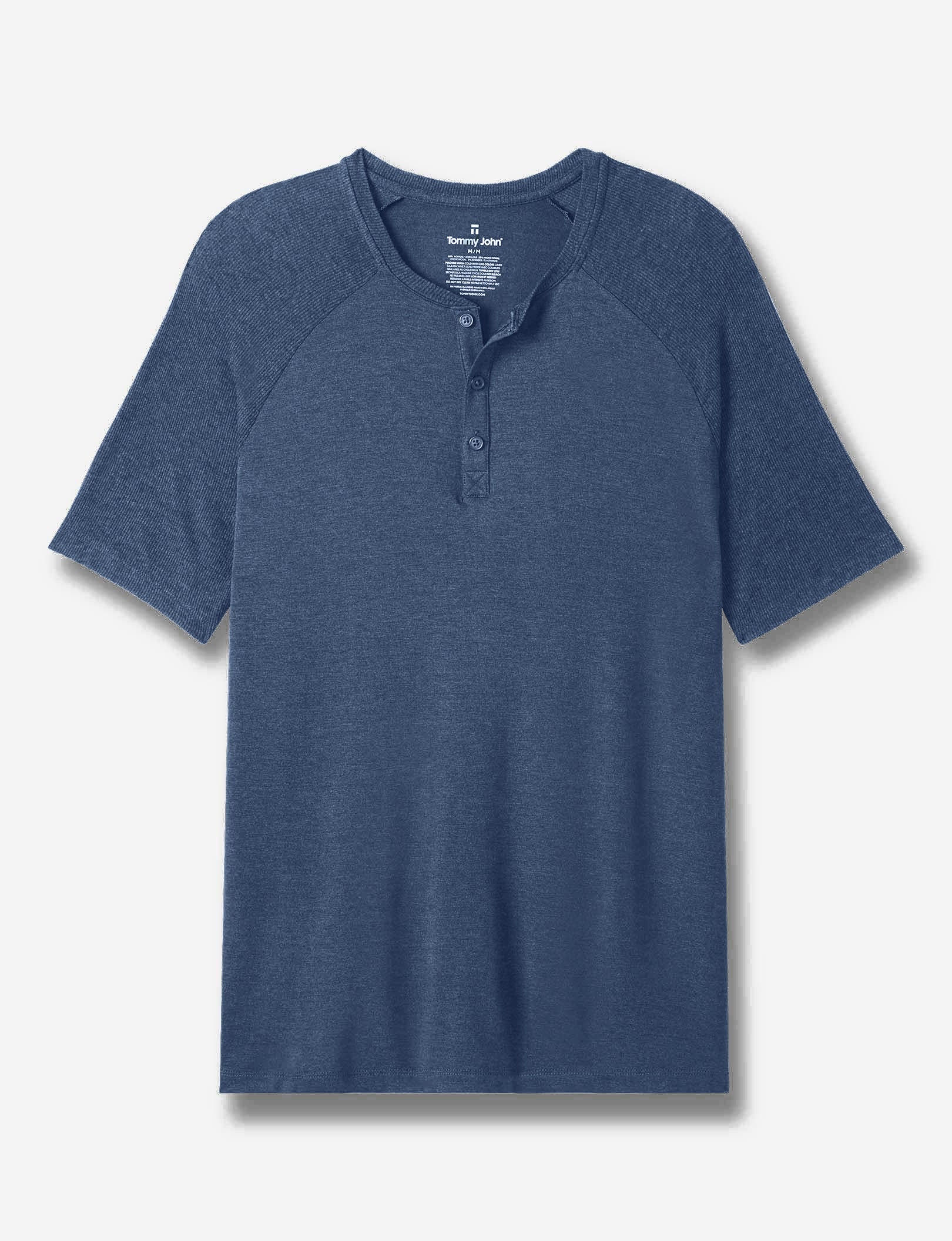 Short Sleeve Lounge Henley::Dress Blues Heather