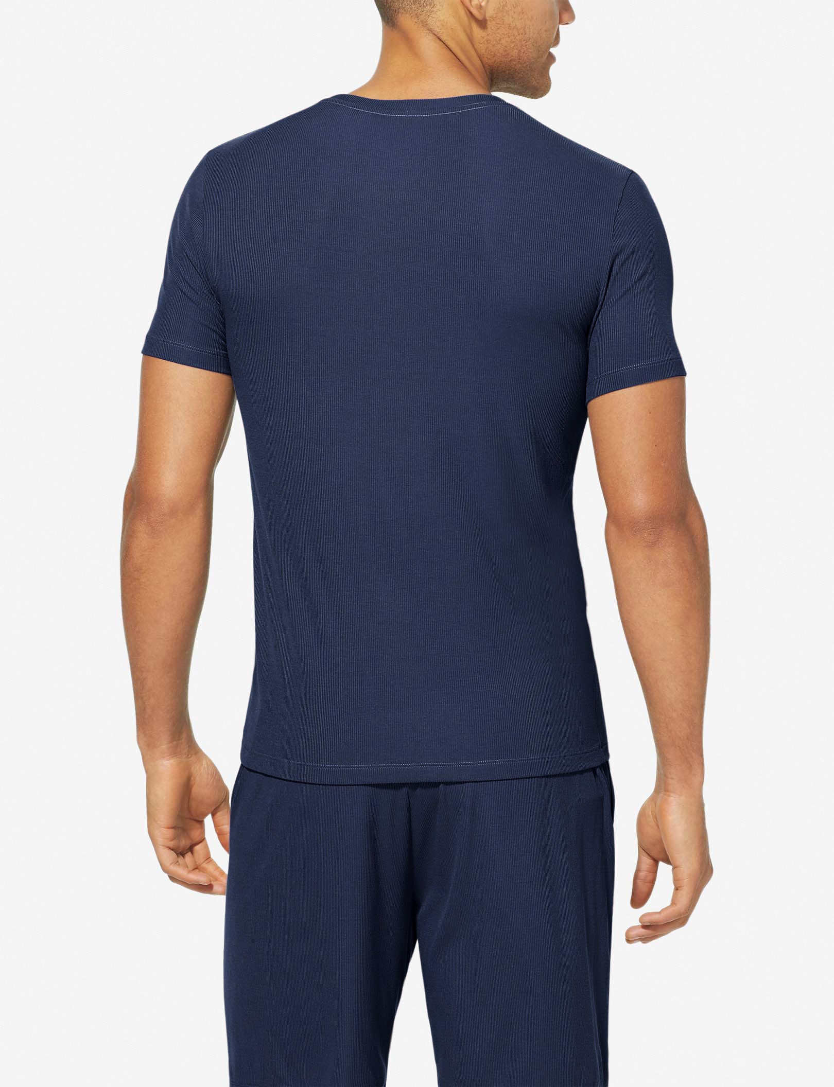 Second Skin Micro Rib Sleep Crew Neck Tee::Dress Blues Micro Rib