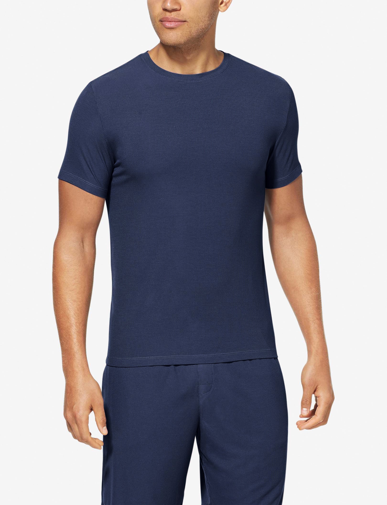 Second Skin Micro Rib Sleep Crew Neck Tee::Dress Blues Micro Rib