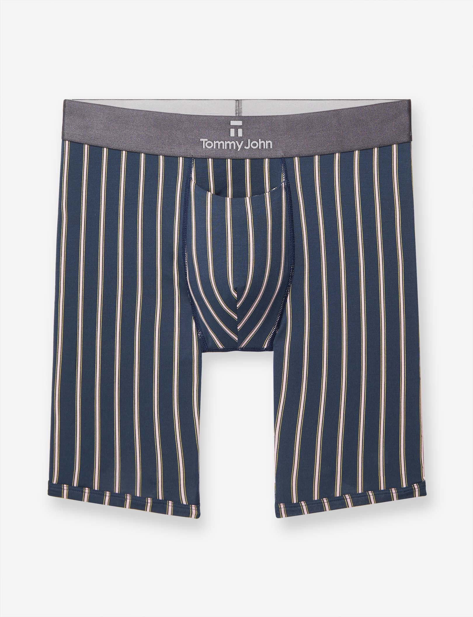 Second Skin Boxer Brief 8"::Dress Blues Pinstripe