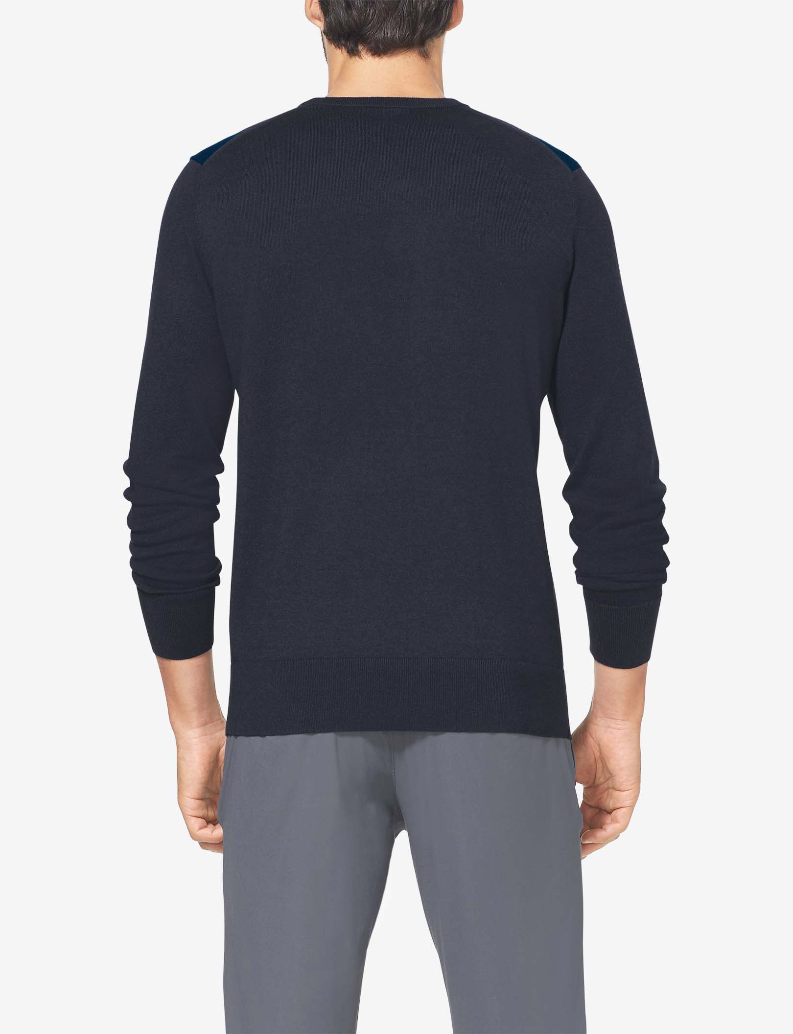 Second Skin Crew Neck Knit Sweater::Night Sky/Black Colorblock