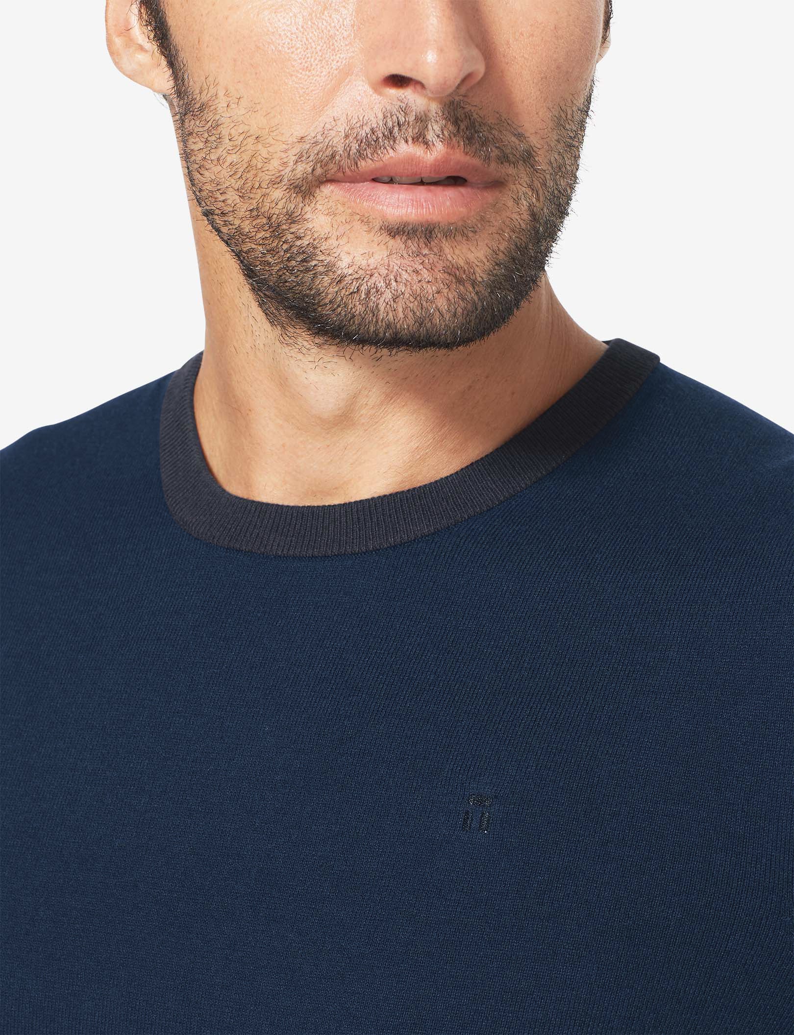Second Skin Crew Neck Knit Sweater::Night Sky/Black Colorblock