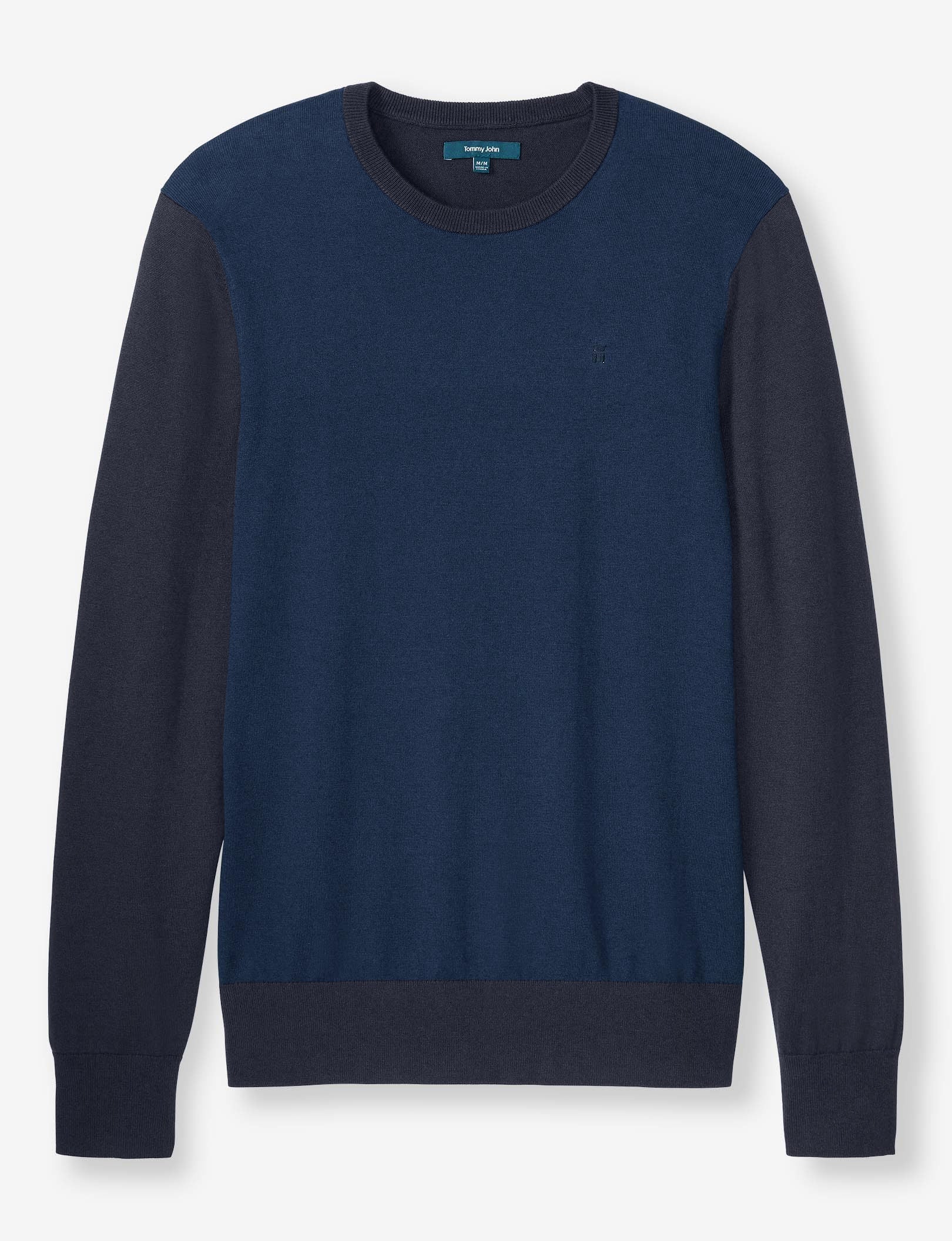 Second Skin Crew Neck Knit Sweater::Night Sky/Black Colorblock