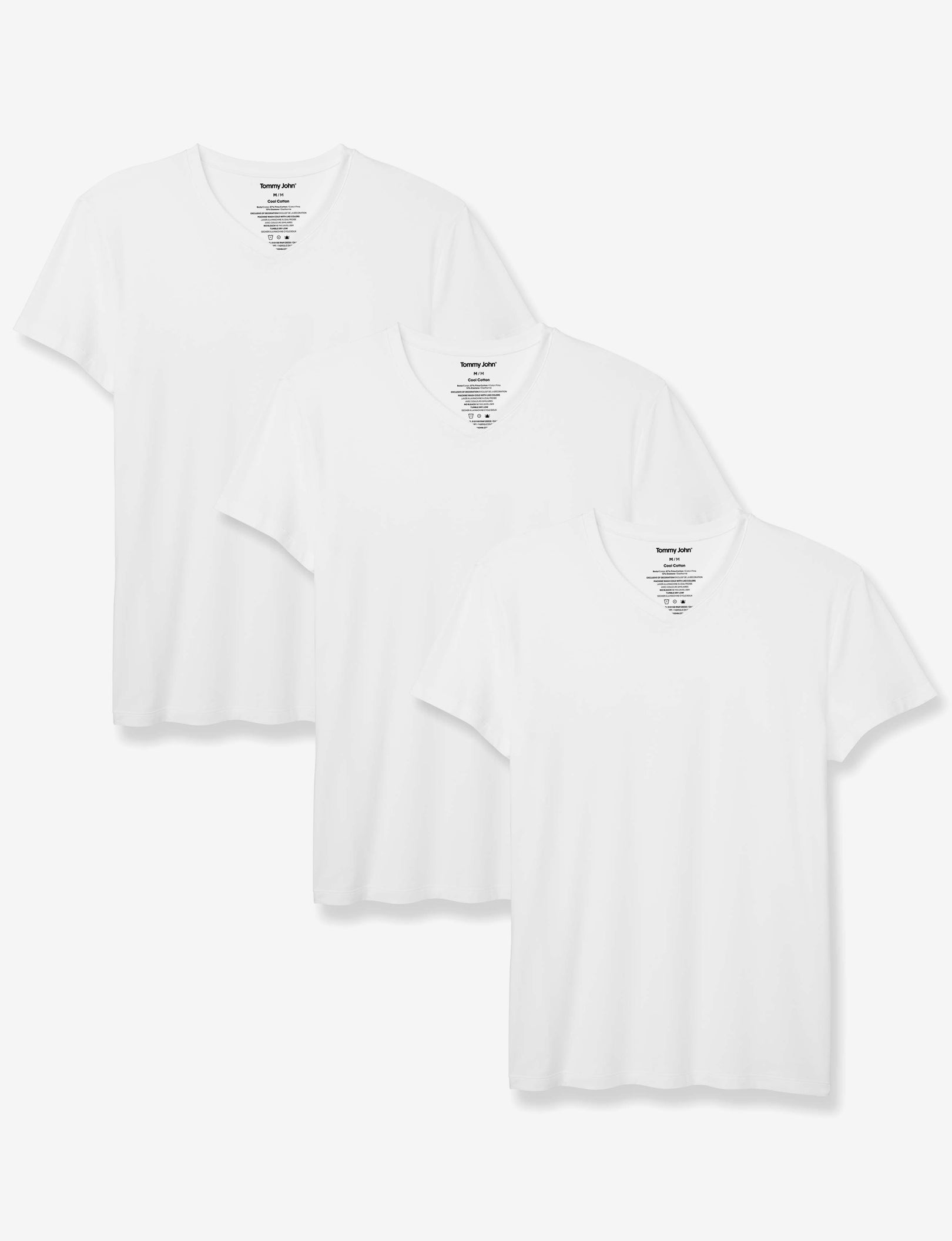 Cool Cotton High V-Neck Modern Fit Undershirt (3-Pack)::White