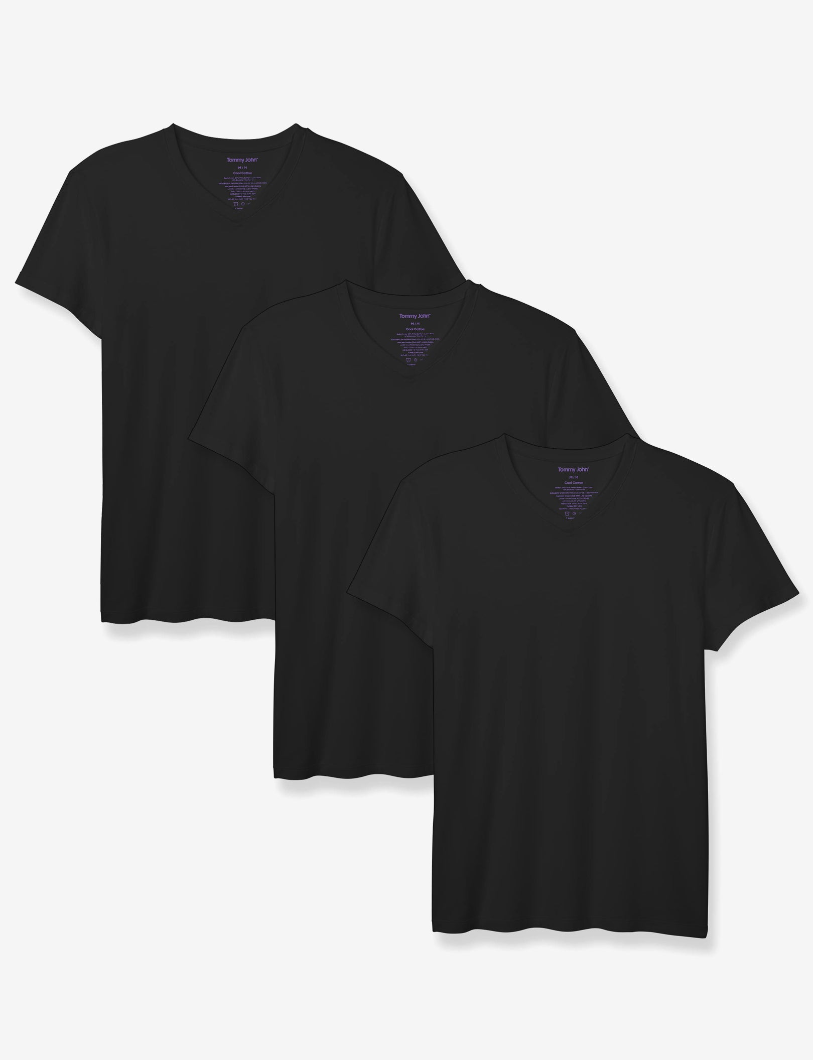 Cool Cotton High V-Neck Modern Fit Undershirt (3-Pack)::Black