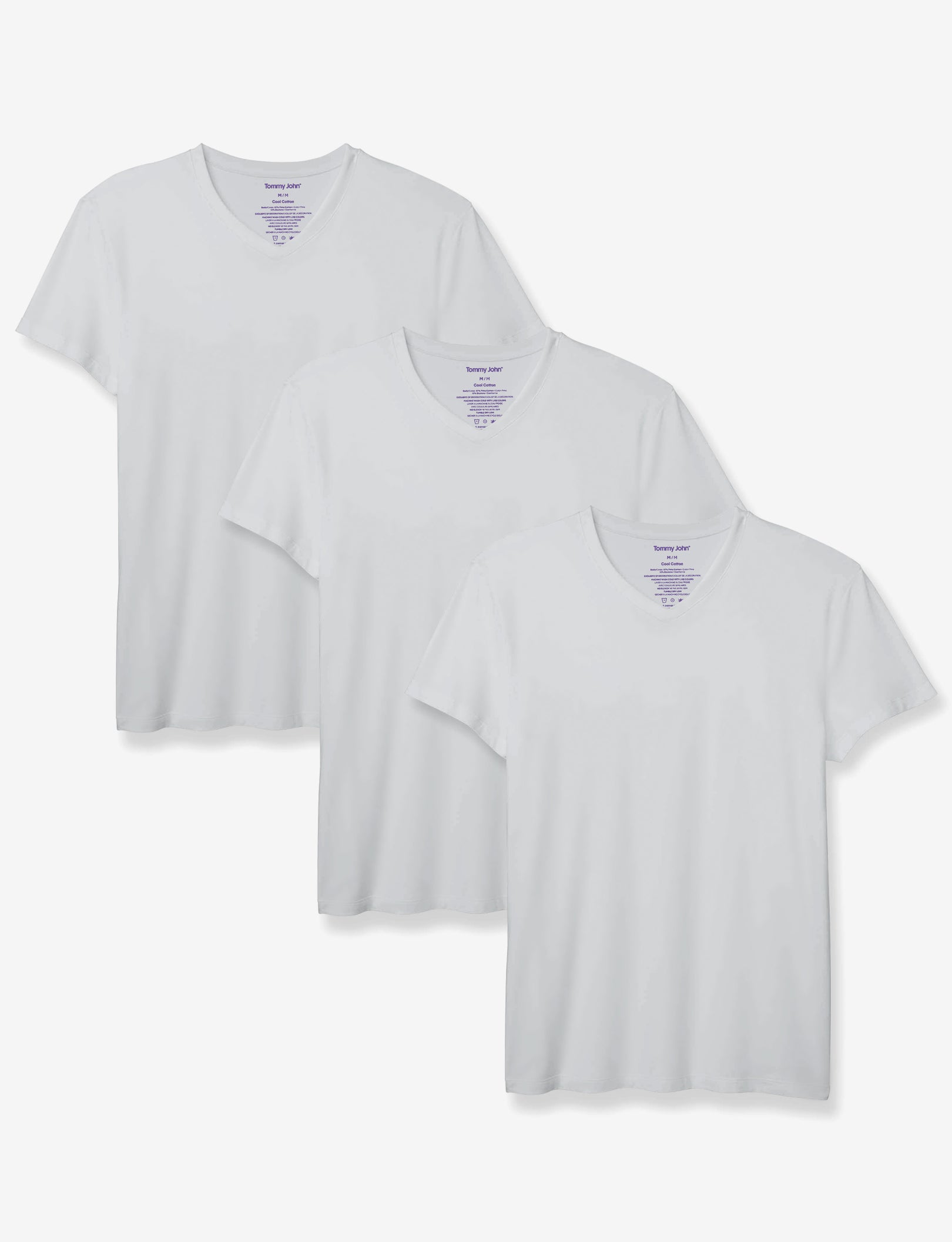 Cool Cotton High V-Neck Modern Fit Undershirt (3-Pack)::Grey