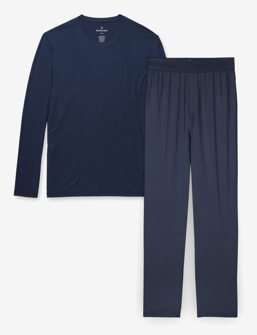 Second Skin Sleep Long Sleeve Tee & Pant Set::Dress Blues