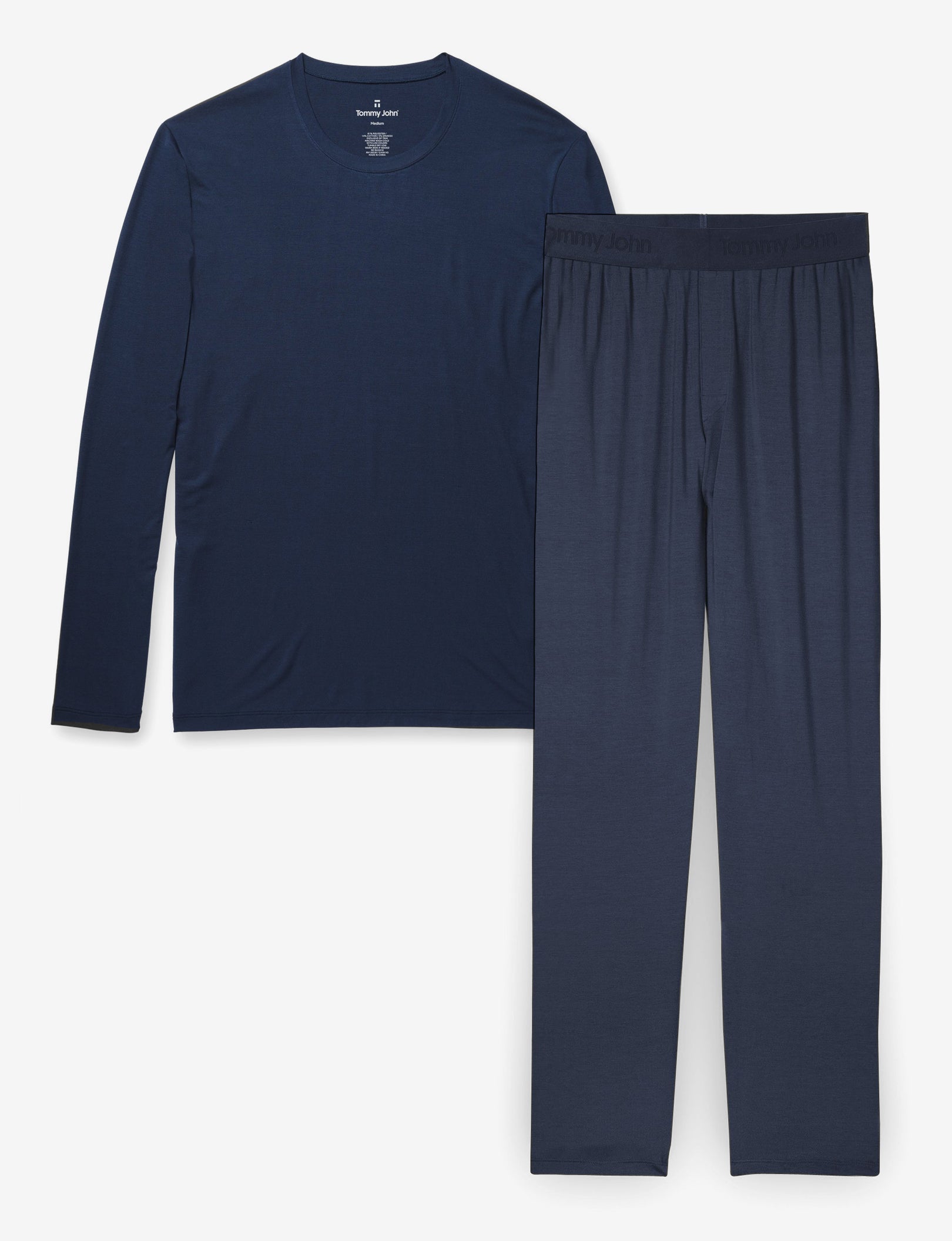Second Skin Sleep Long Sleeve Tee & Pant Set::Dress Blues