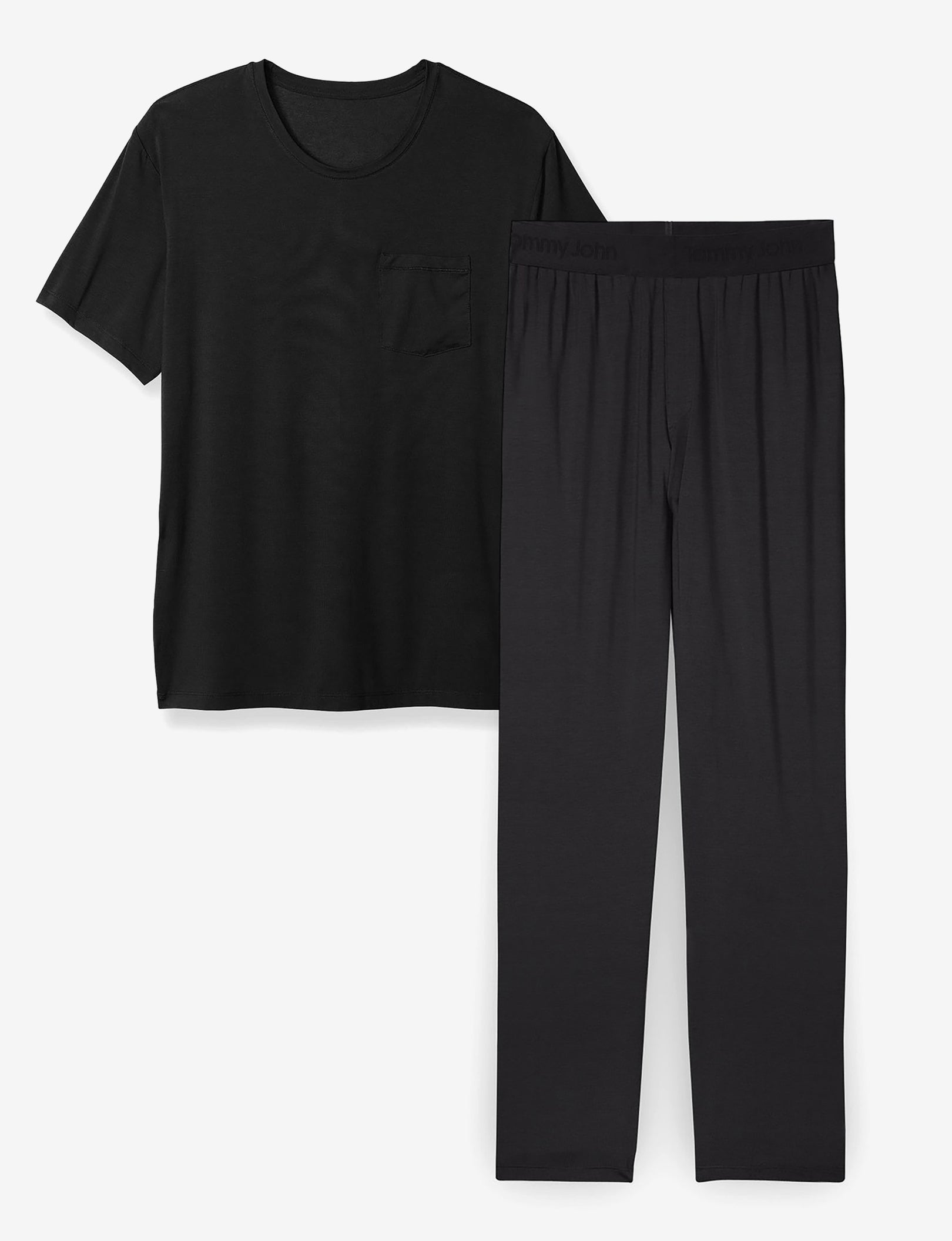 Second Skin Sleep Pocket Tee & Pant Set::Black