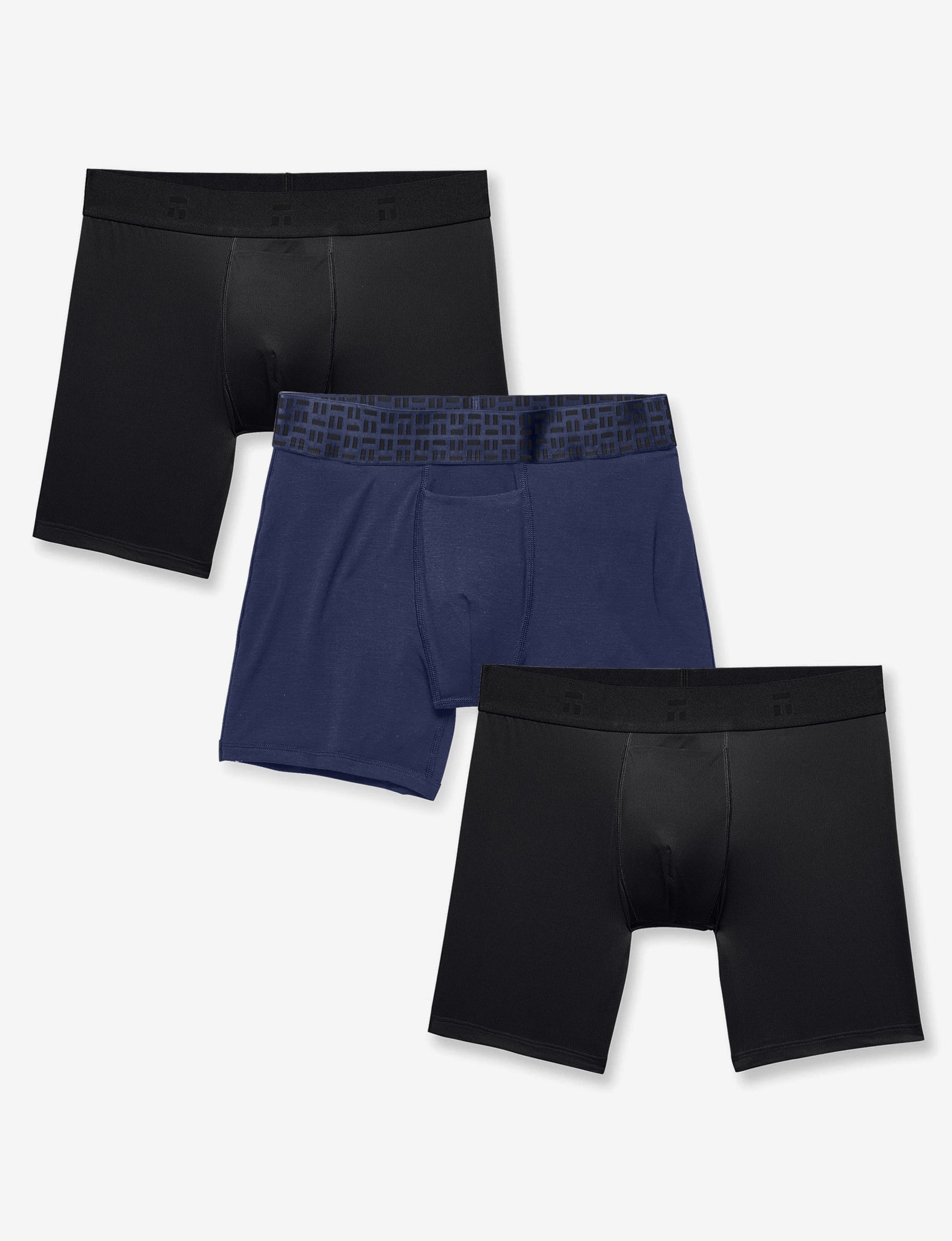 Premium Mid-Length Boxer Brief 6" (3-Pack)::Black/Navy Blazer
