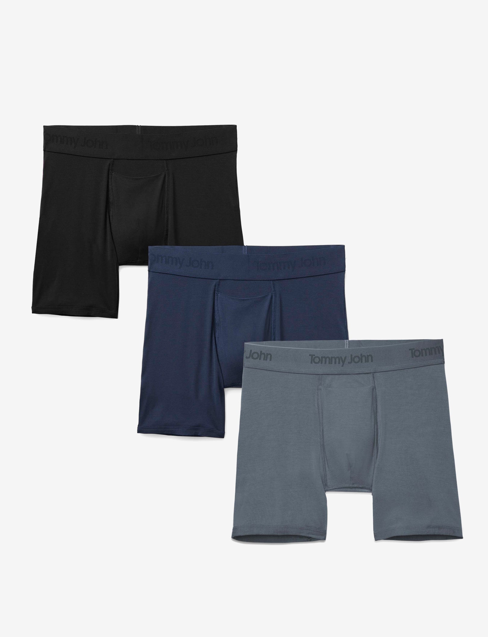 Second Skin Mid-Length Boxer Brief 6" (3-Pack)::Dress Blues/Turbulence/Black
