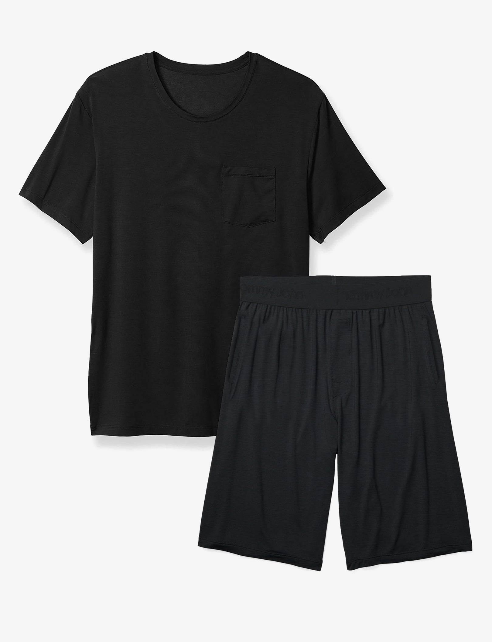 Second Skin Sleep Pocket Tee & Short Set::Black