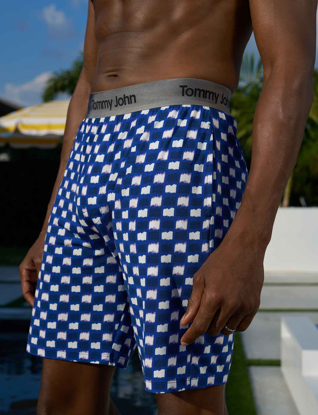 Second Skin Sleep Short::White Textured Check
