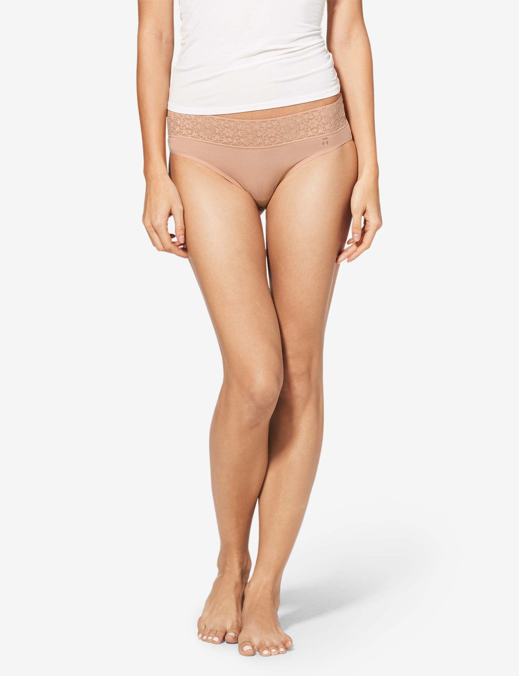Women's Cool Cotton Cheeky, Lace Waist::Maple Sugar Lace Waist