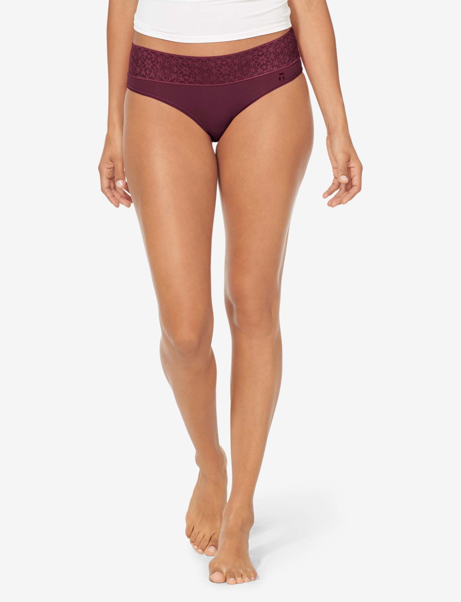 Women's Cool Cotton Brief, Lace Waist::Winetasting Lace Waist