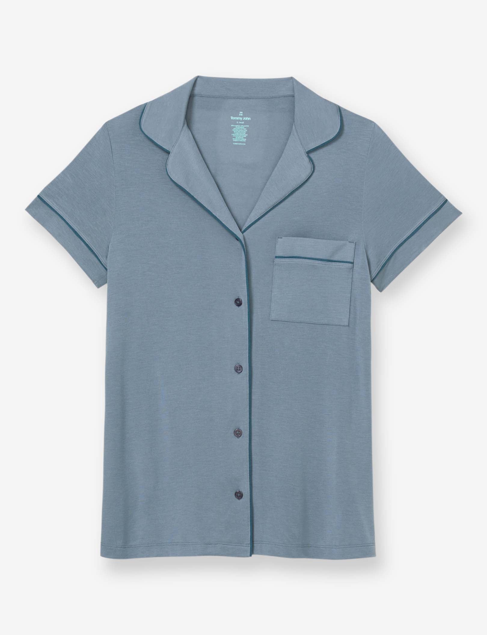 Women's Pajama Short Sleeve Top::China Blue