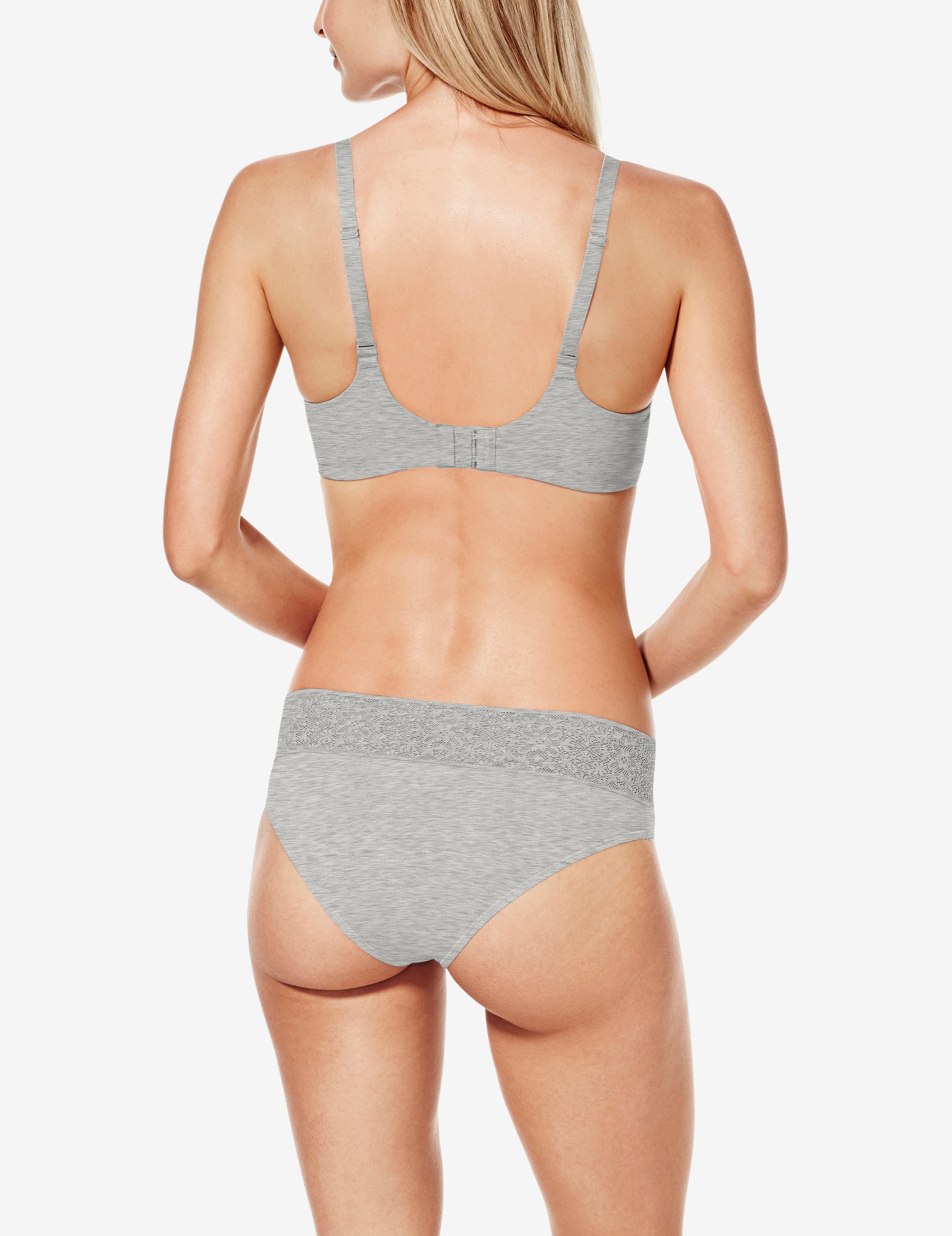 Cool Cotton Lightly Lined Wireless Bra::Heather Grey