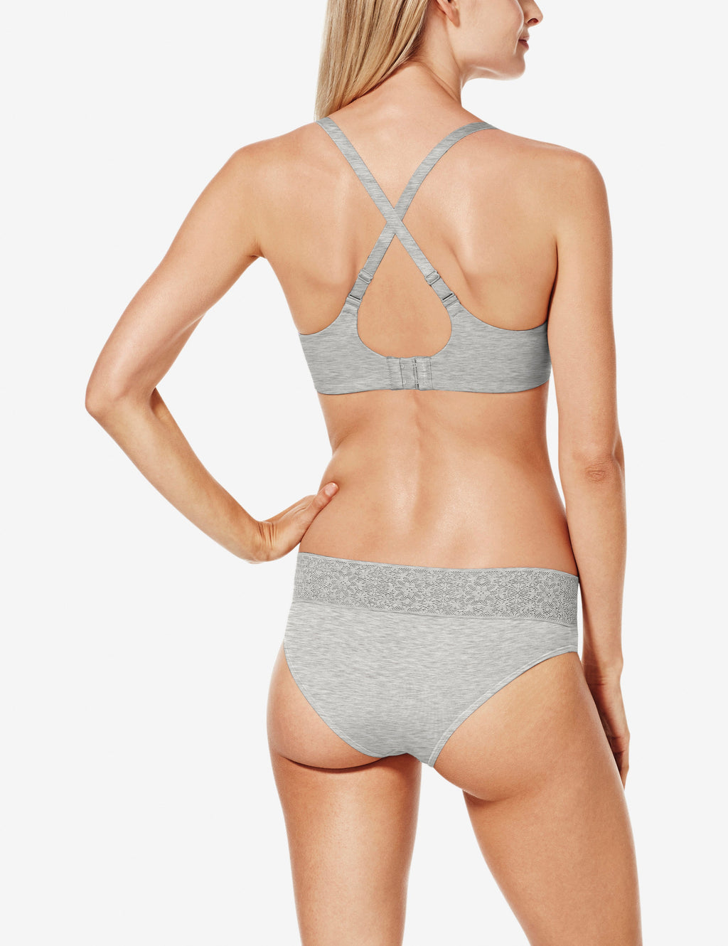 Cool Cotton Lightly Lined Wireless Bra::Heather Grey