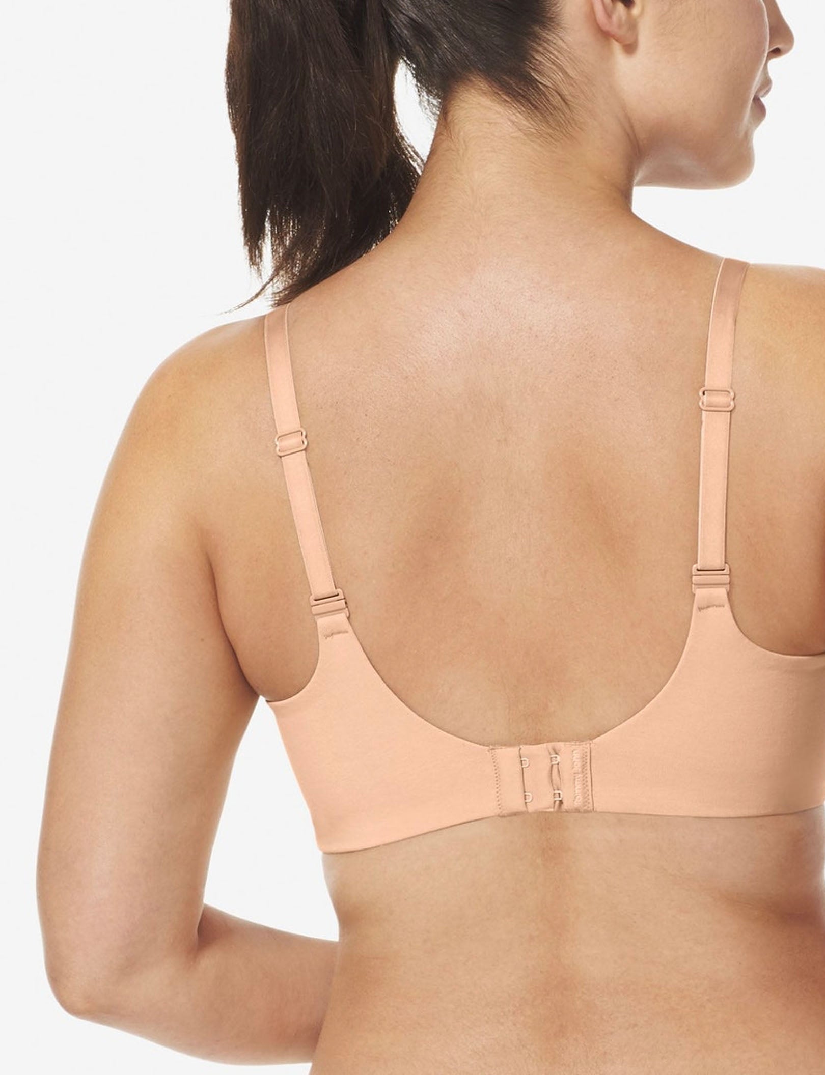 Cool Cotton Lightly Lined Wireless Bra::Maple Sugar::BR::Model is wearing a 36D