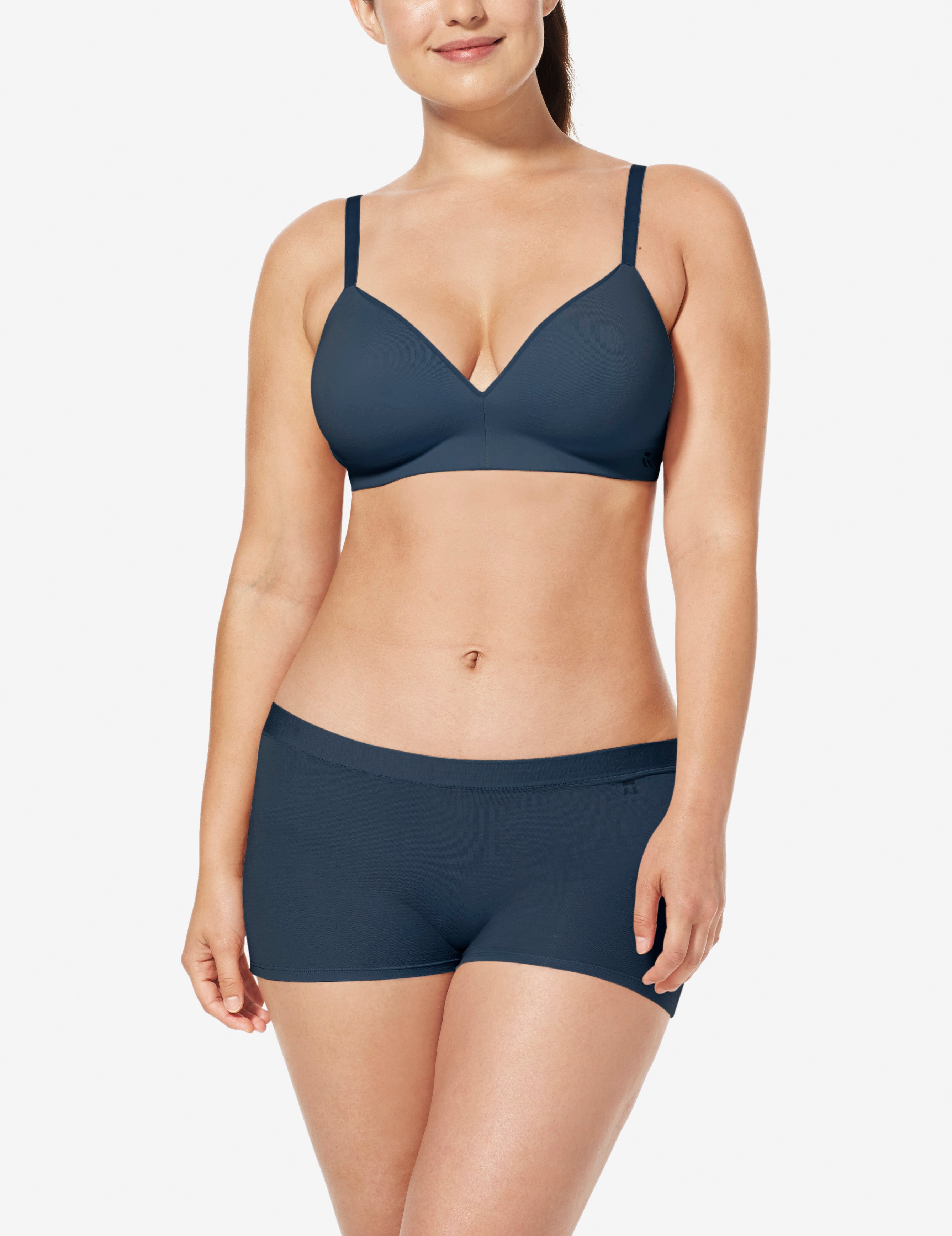 Cool Cotton Lightly Lined Wireless Bra::Navy