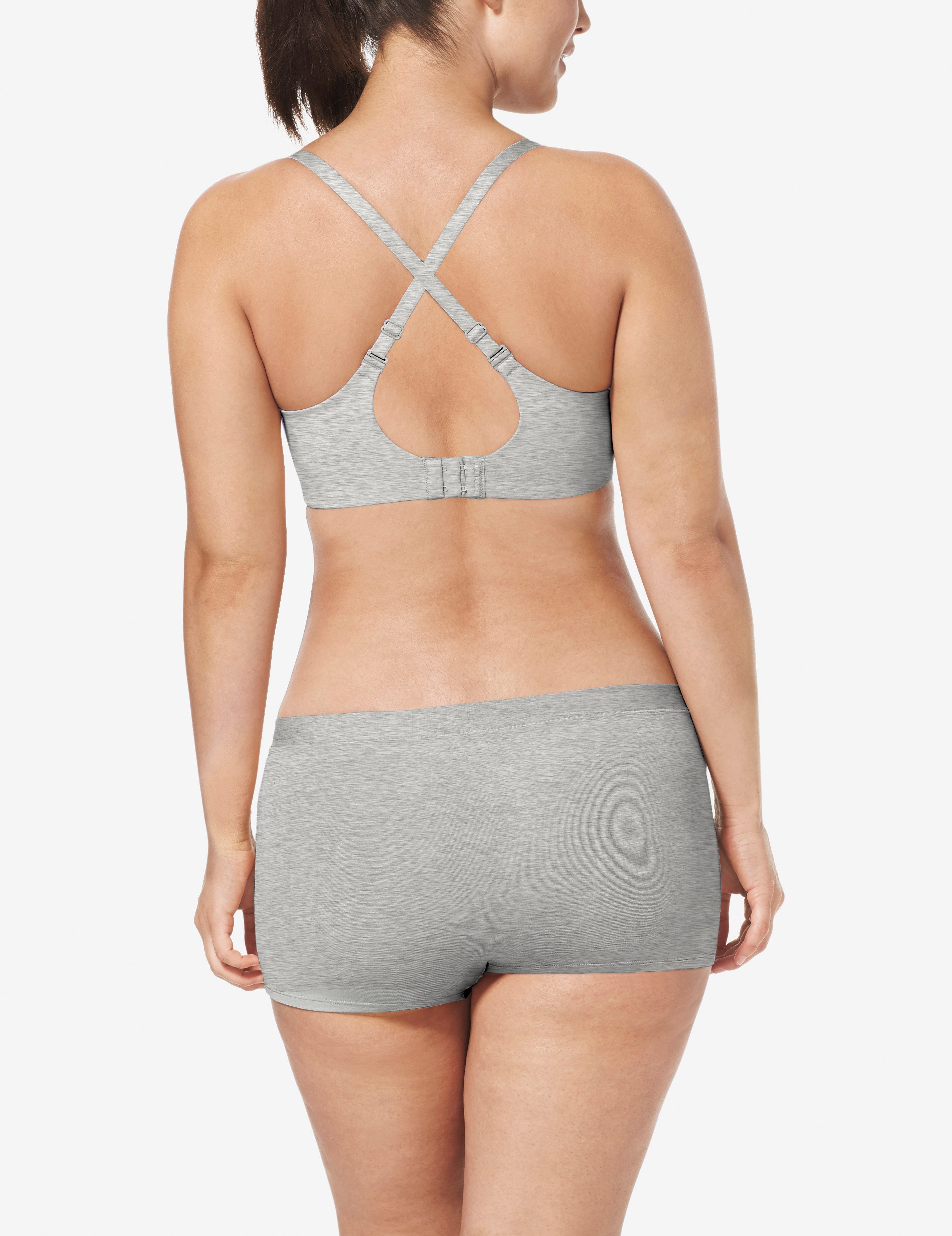Cool Cotton Lightly Lined Wireless Bra::Heather Grey
