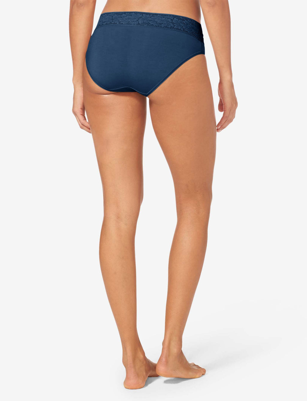 Women's Second Skin Brief, Lace Waist::Dress Blues Lace